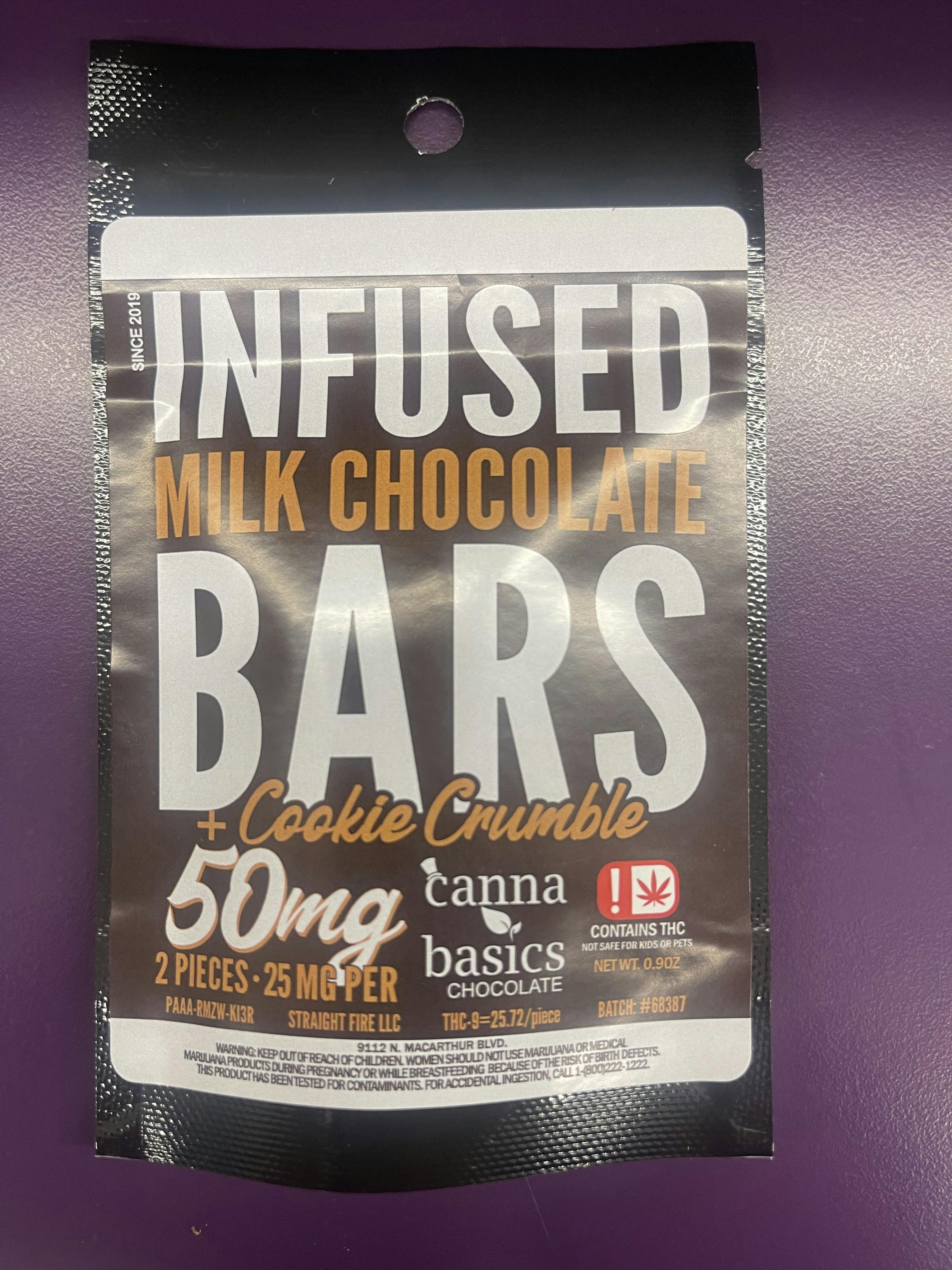 50mg Infused Milk Chocolate Bars/Cookie Crumble