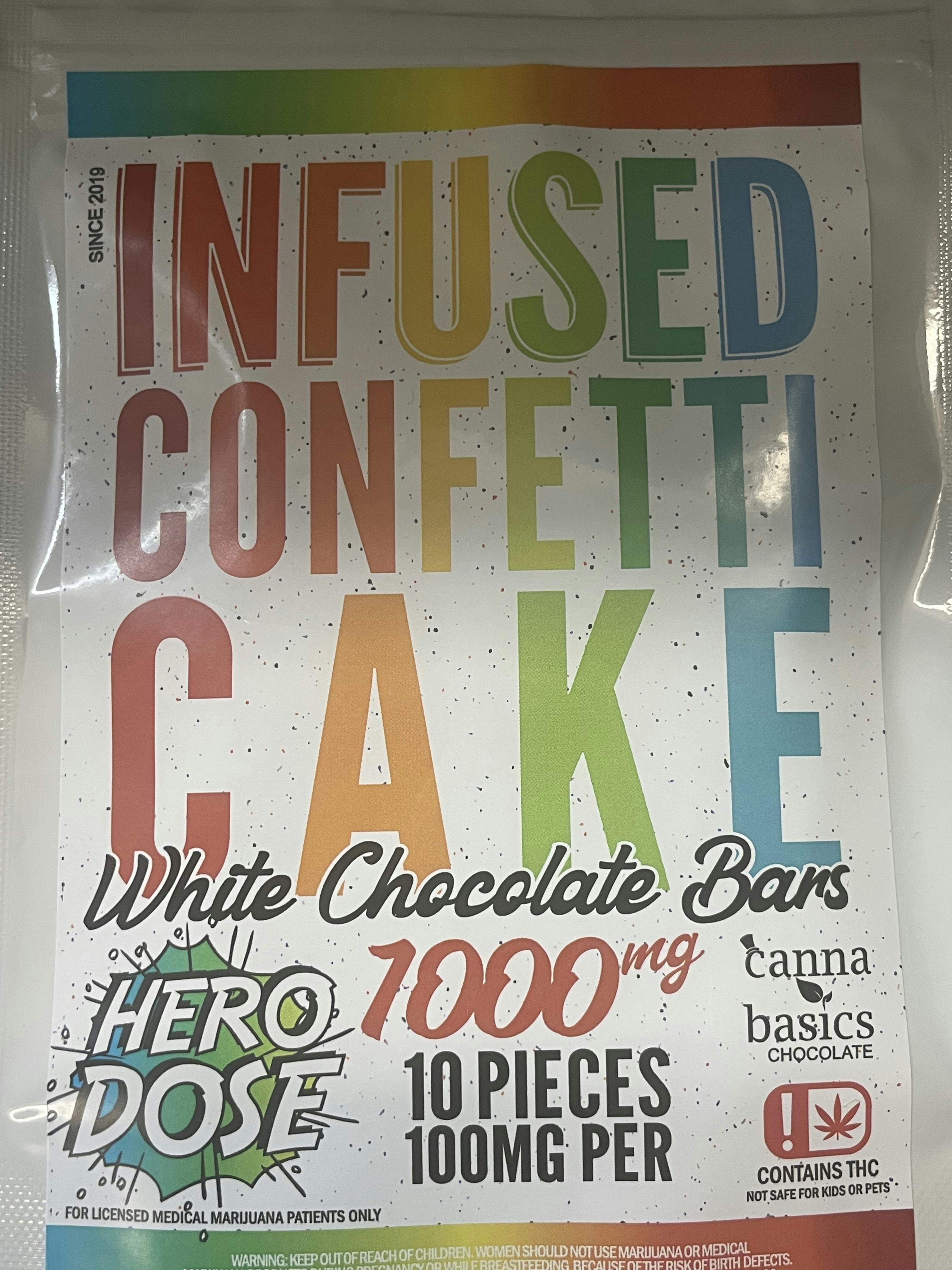 Canna Basics - 1000 mg Hero Dose - Infused Confetti Cake White Chocolate Bars