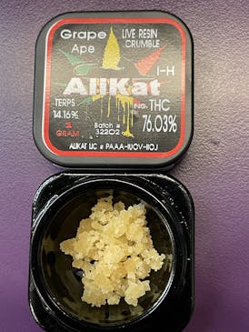 Alikat - Grape Ape - Live Resin Crumble 76.03% 14.16% Terps