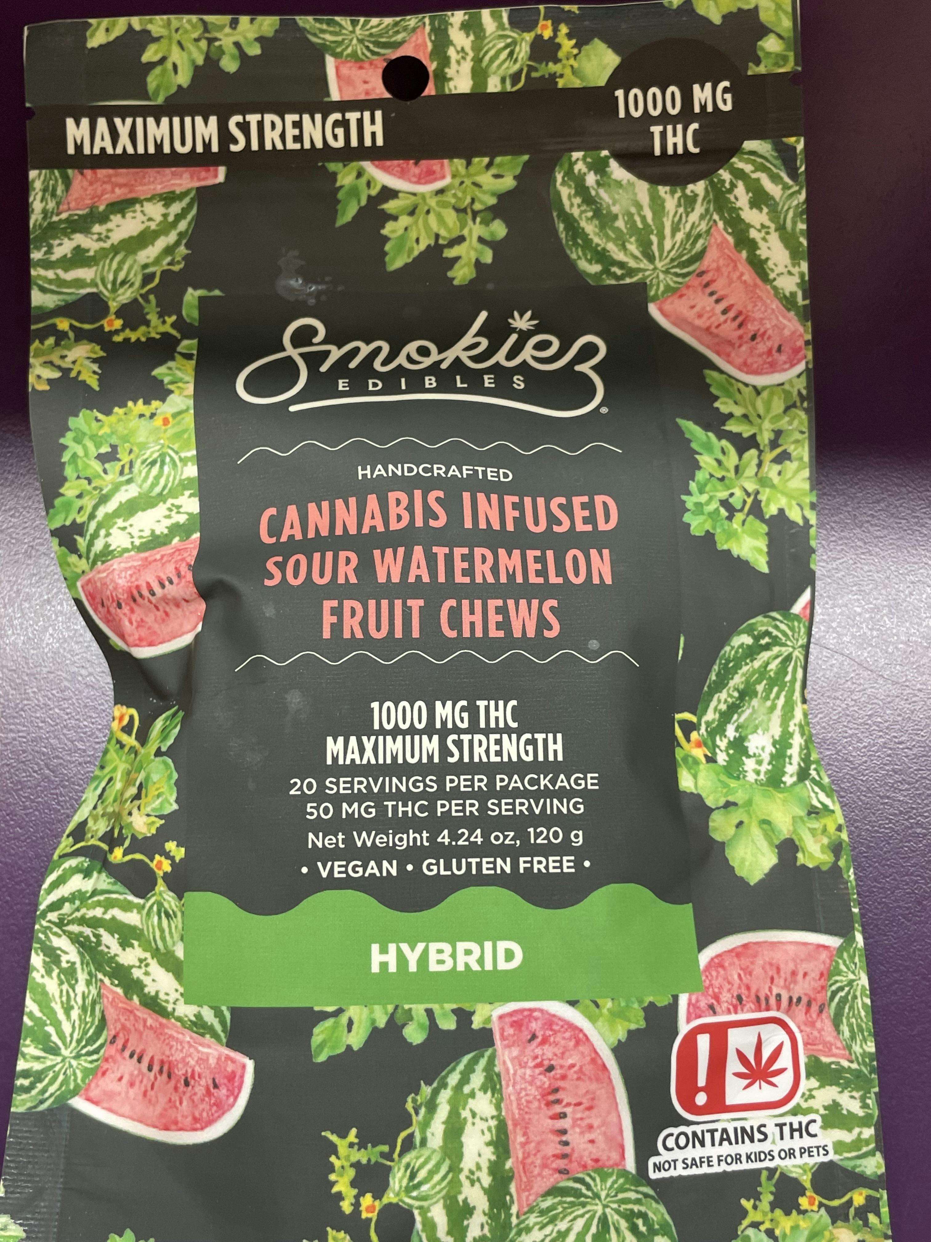 Sour Watermelon Gummies | 1000mg | 20ct | 50mg/ea by Smokiez Edibles