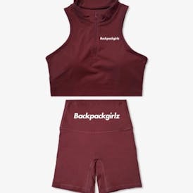 BACKPACKGIRLZ - CROP ZIP TANK/BIKER SHORTS SET CABERNET (LARGE)