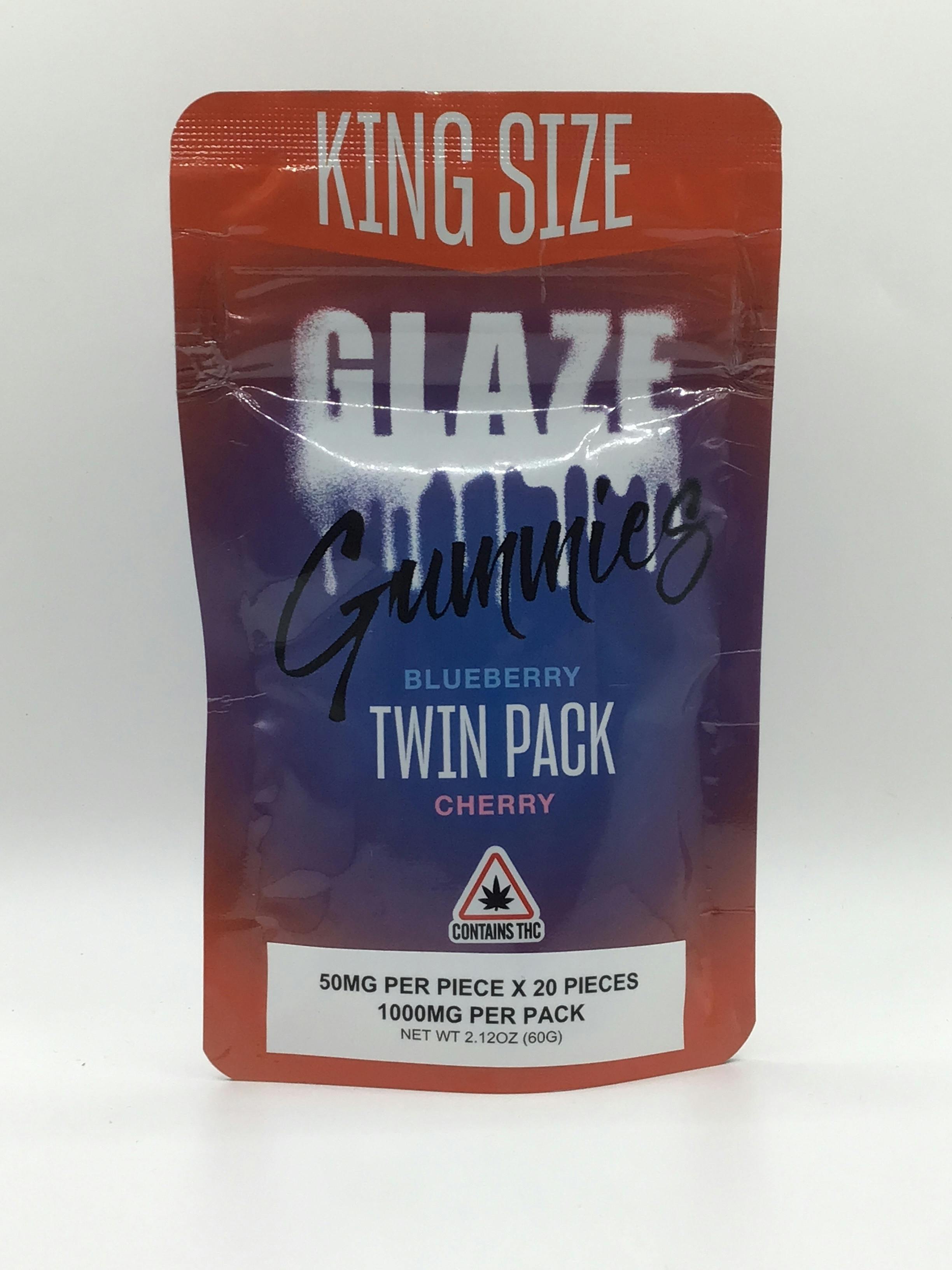 Glaze | Twin Pack Blueberry + Cherry Gummies | 1000mg (MED) by Glaze