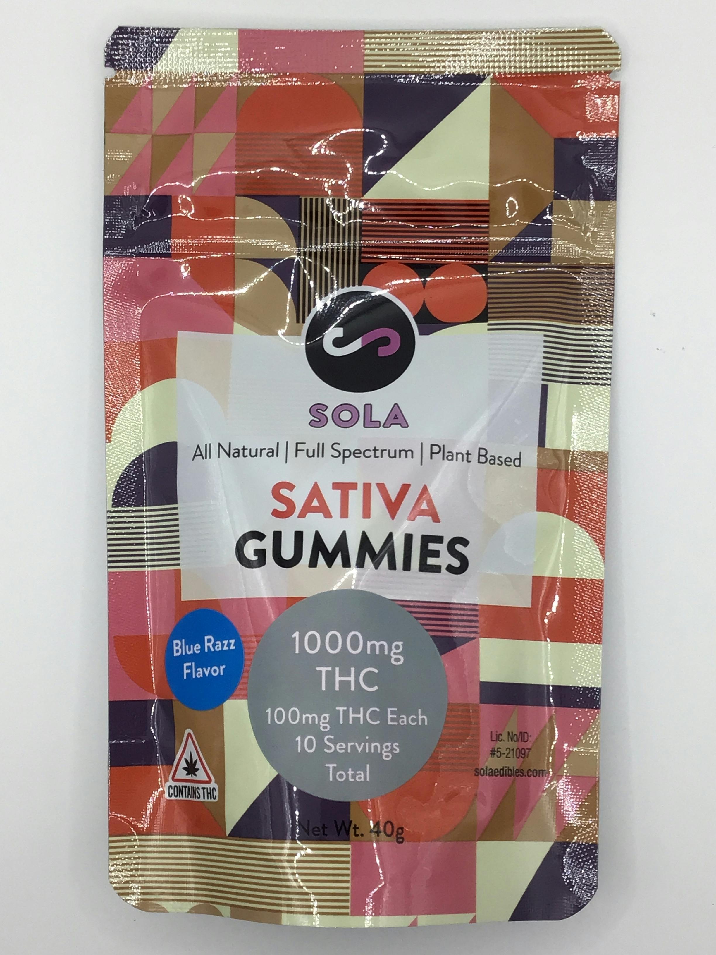 1000mg Sativa Gummies - Blue Razz Flavor
