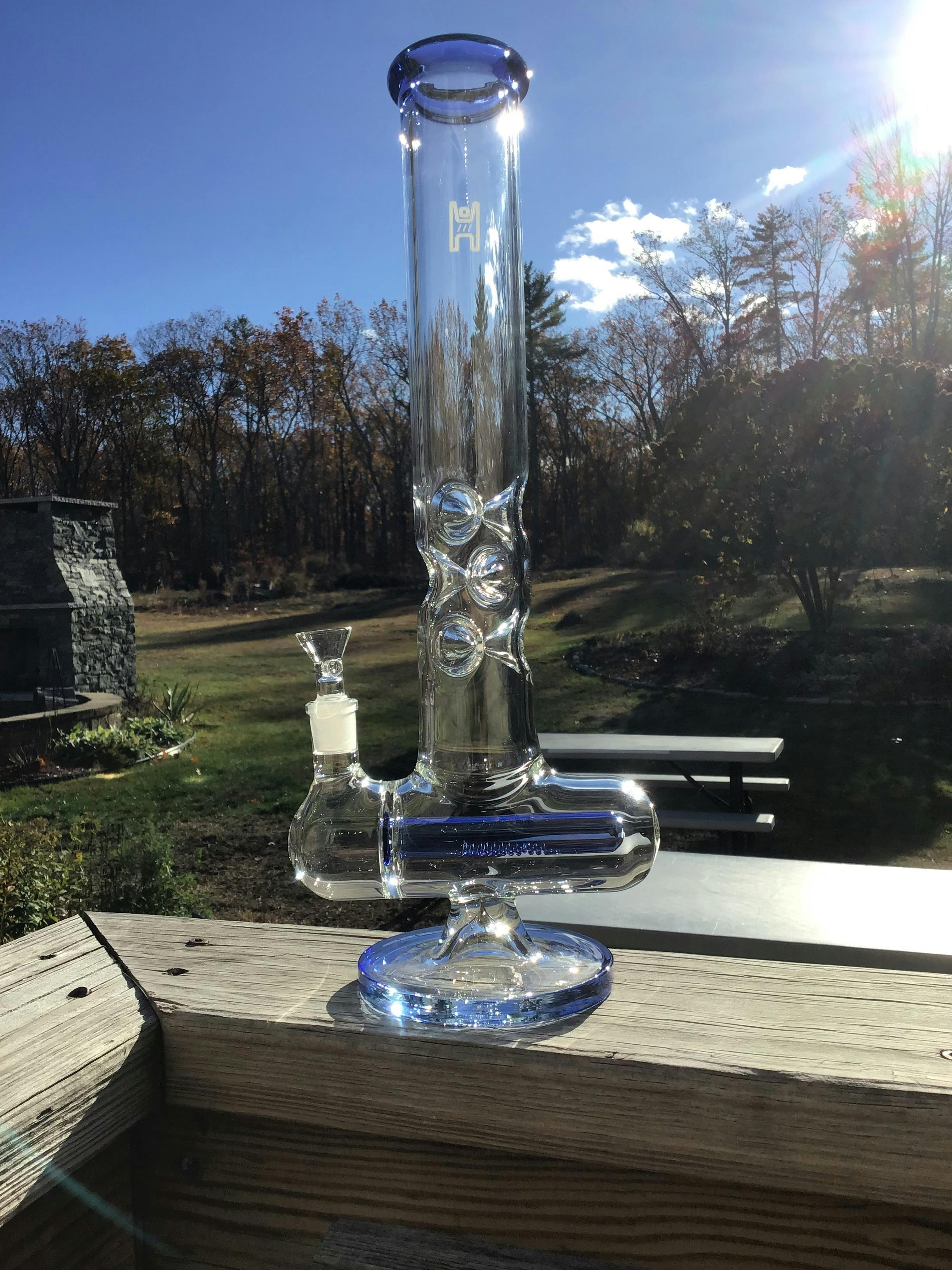 16in Inline Tube Triple Ice Catcher Bong