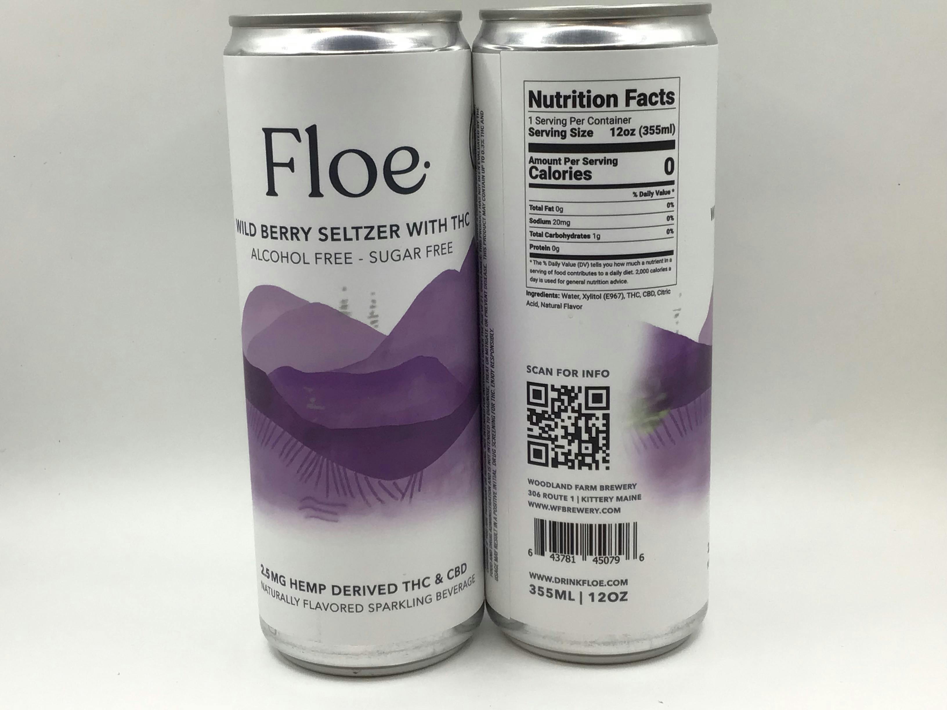 2.5mg 1:1 THC/CBD Wild Berry Hemp Derived Seltzer by Floe