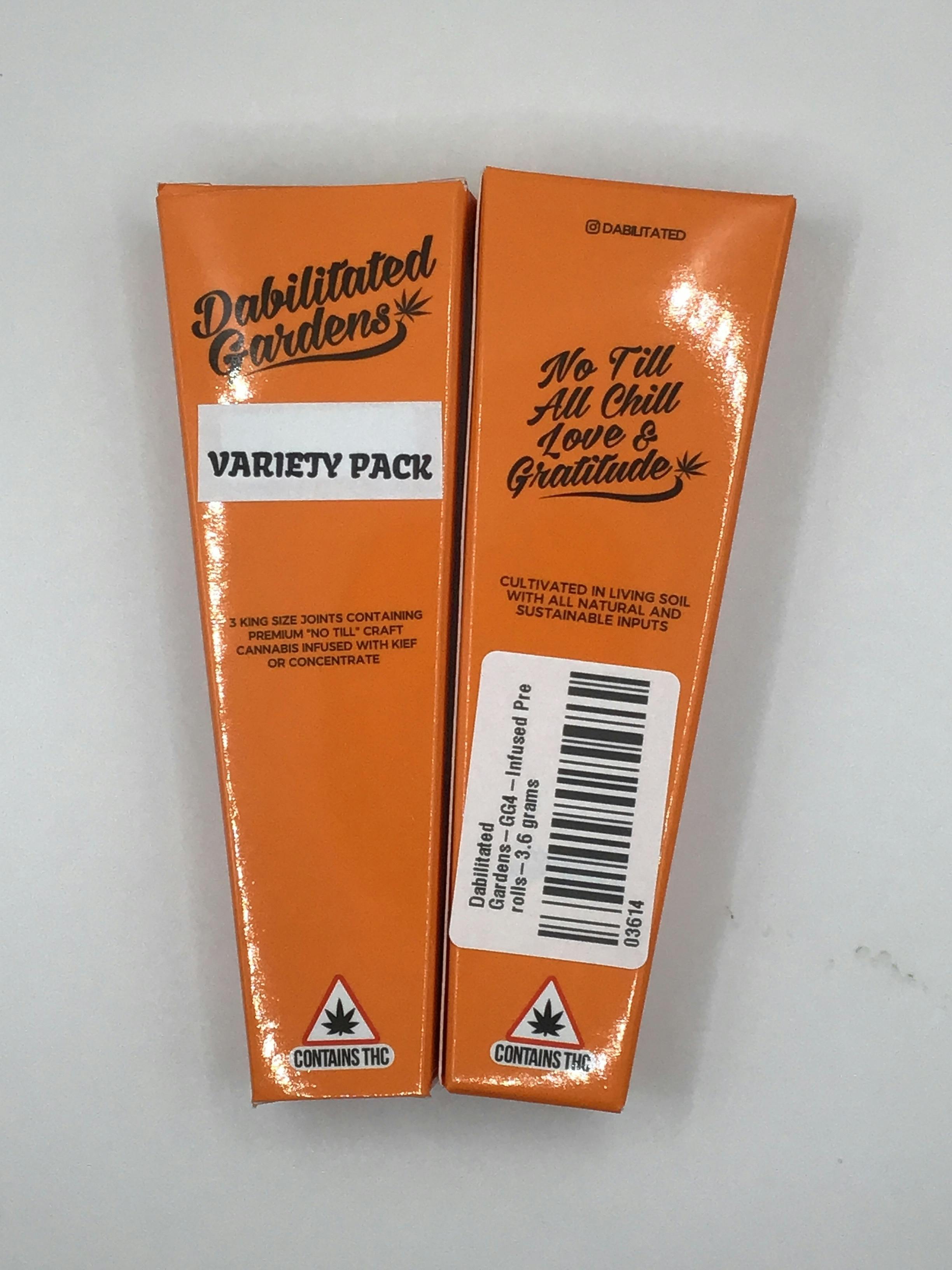 3 Variety King Size Prerolls Rolled with Hash by Dabilitated Gardens