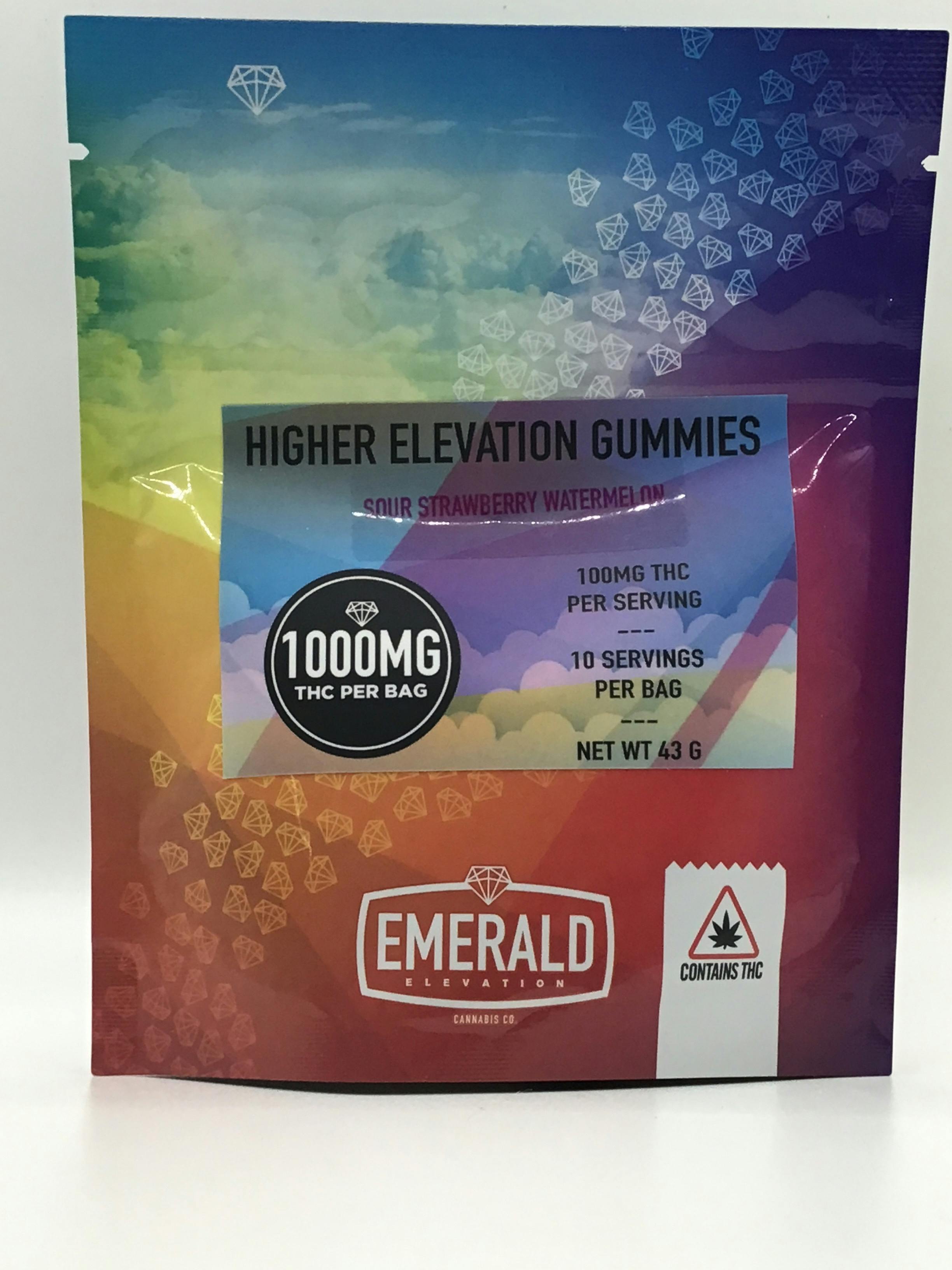 1,000mg Sour Strawberry Watermelon Gummies by Emerald Elevation