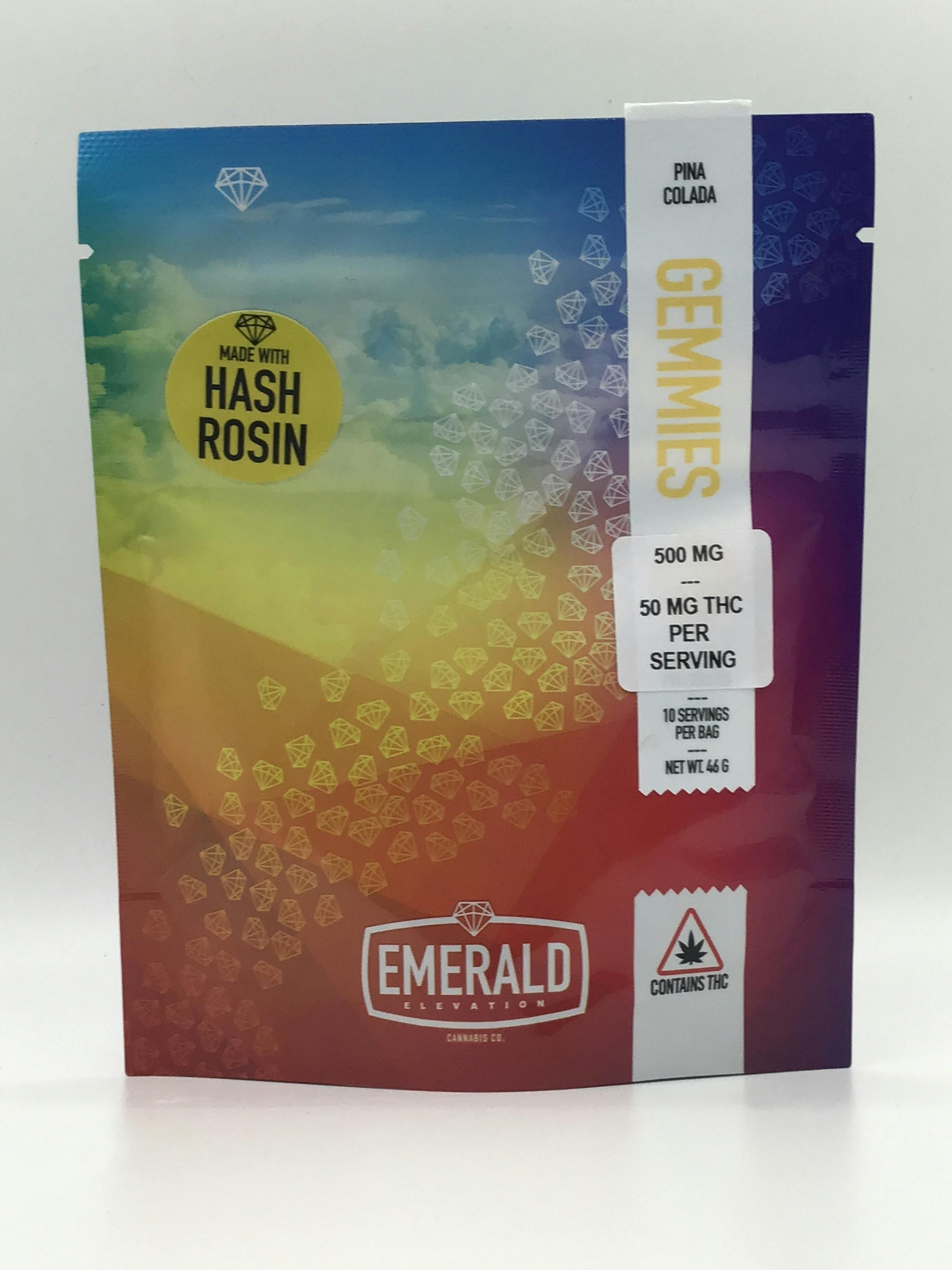 500mg Pina Colada Hash Rosin Gummies by Emerald Elevation