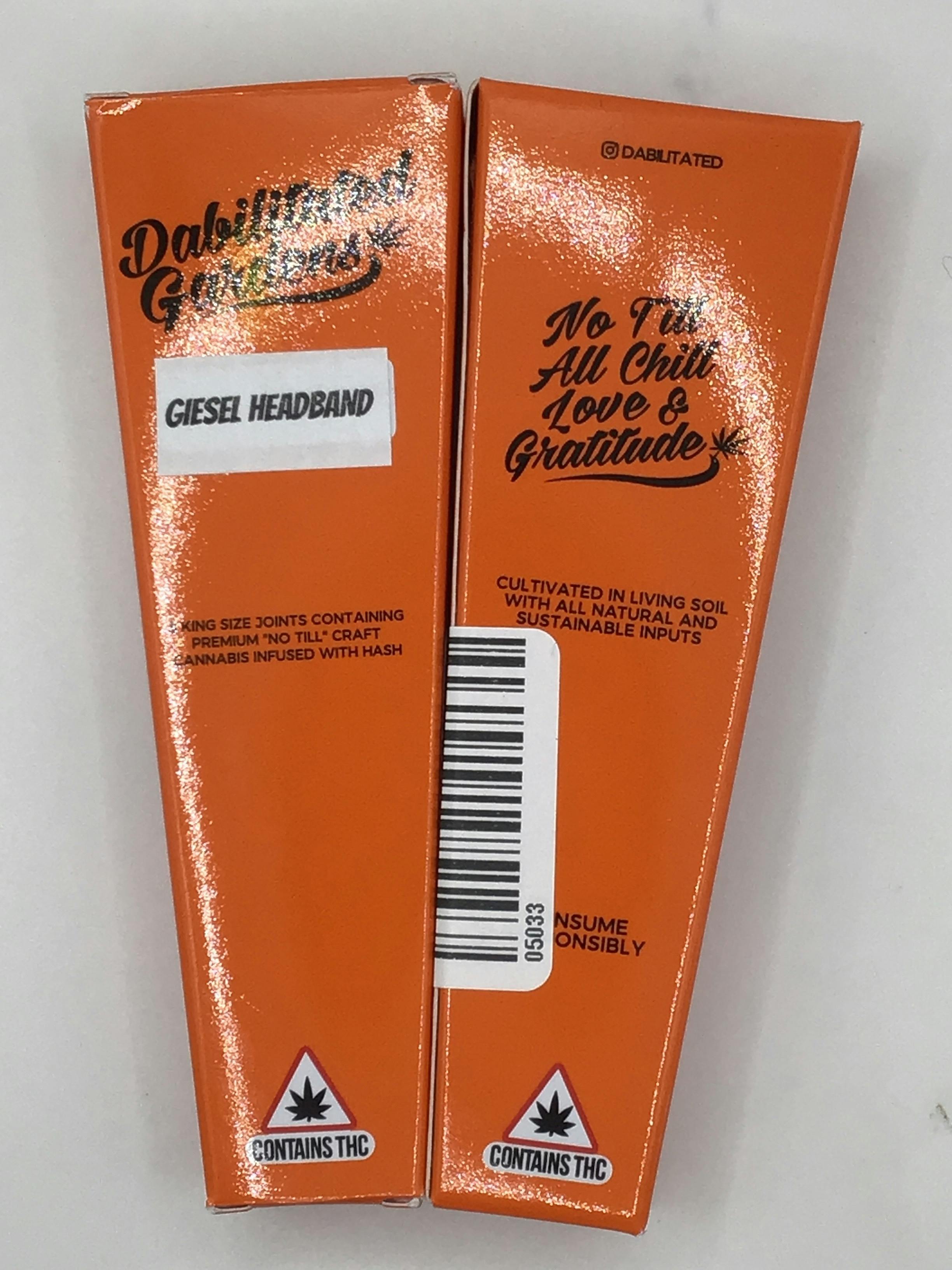 3 Giesel Headband King Sized Prerolls Rolled with Hash by Dabilitated Gardens