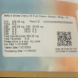 Betty's Eddies | Cherry Achy Fruit Chews | 10x 40mg