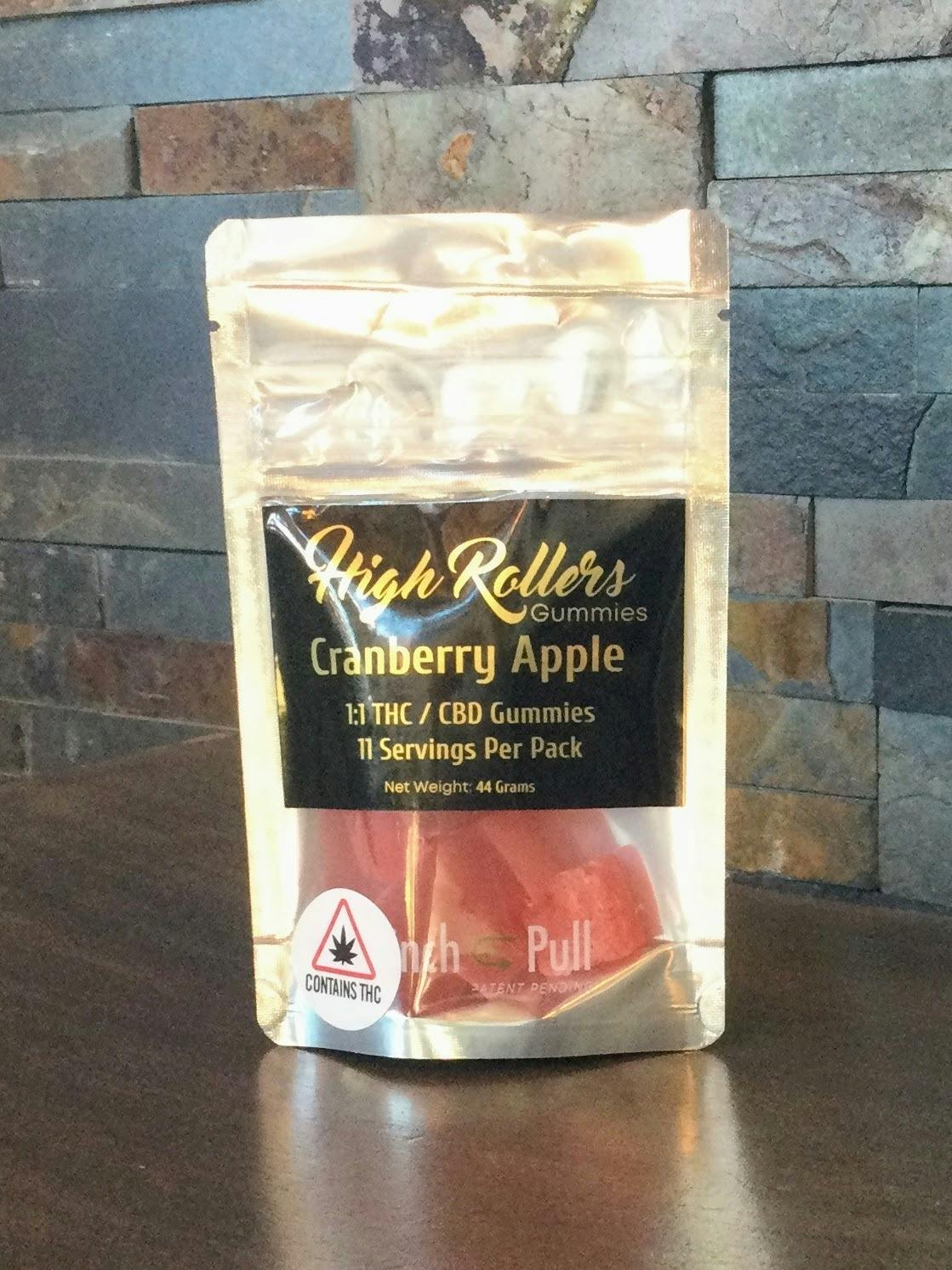 High Rollers - 1:1 Gummies - Cranberry Apple -/5mg/50mg | Gummies | 10pk | at High Roller Cannabis Club