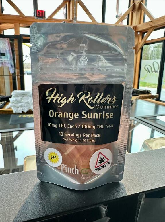 High Rollers - Terpene Gummies - Orange Sunrise -/10mg/100mg | Gummies | 10