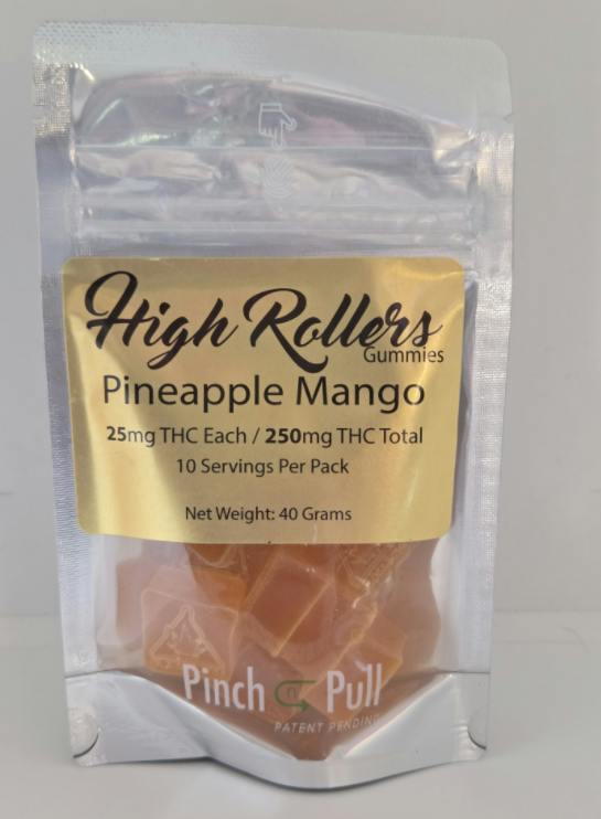 High Rollers - Gummies -/25mg/250mg - Pineapple Mango | Gummies | 10pk | 25