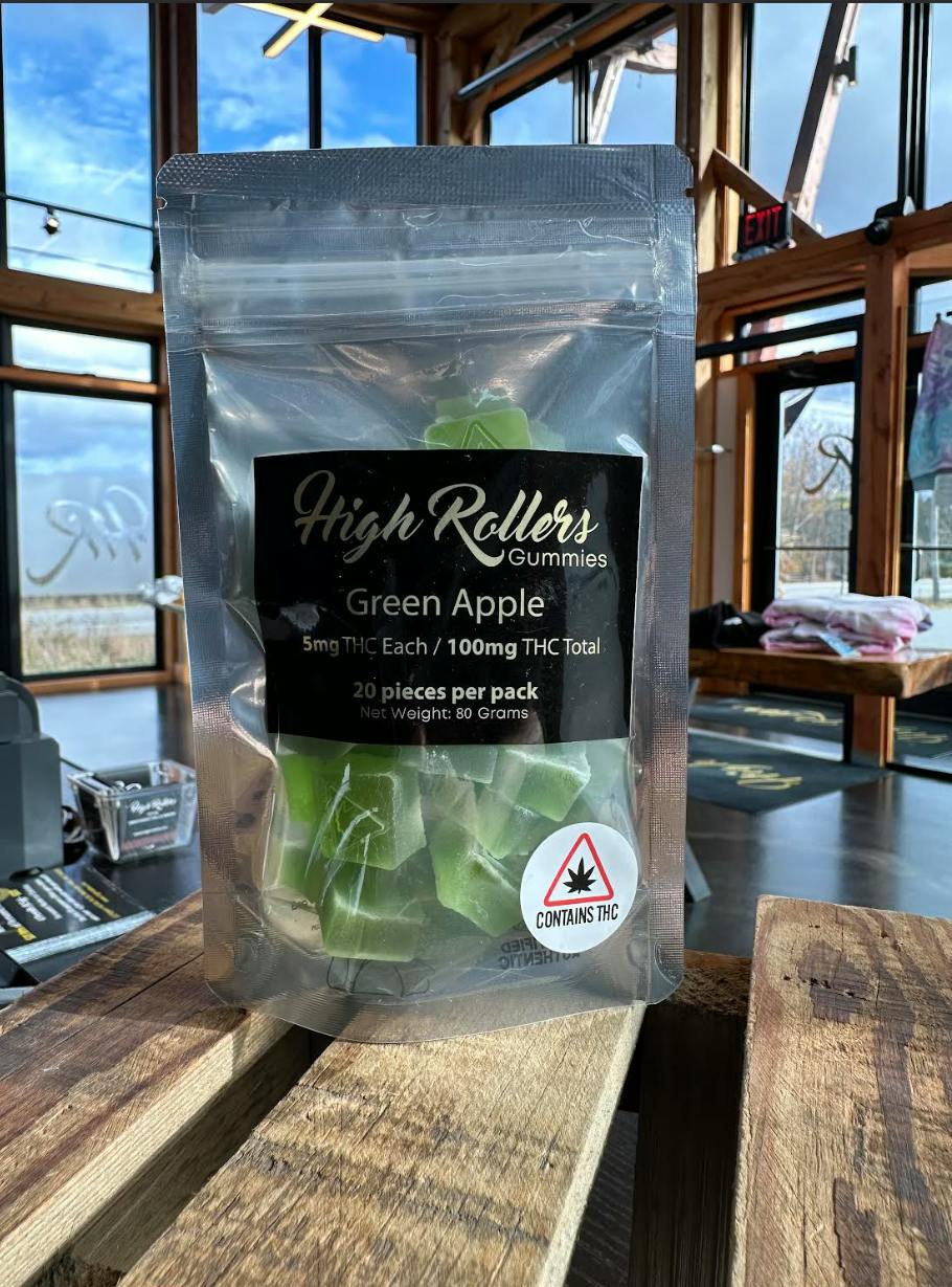 High Rollers - Terpene Gummy - Green Apple -/5mg/100mg | Gummies | 20pk | 5