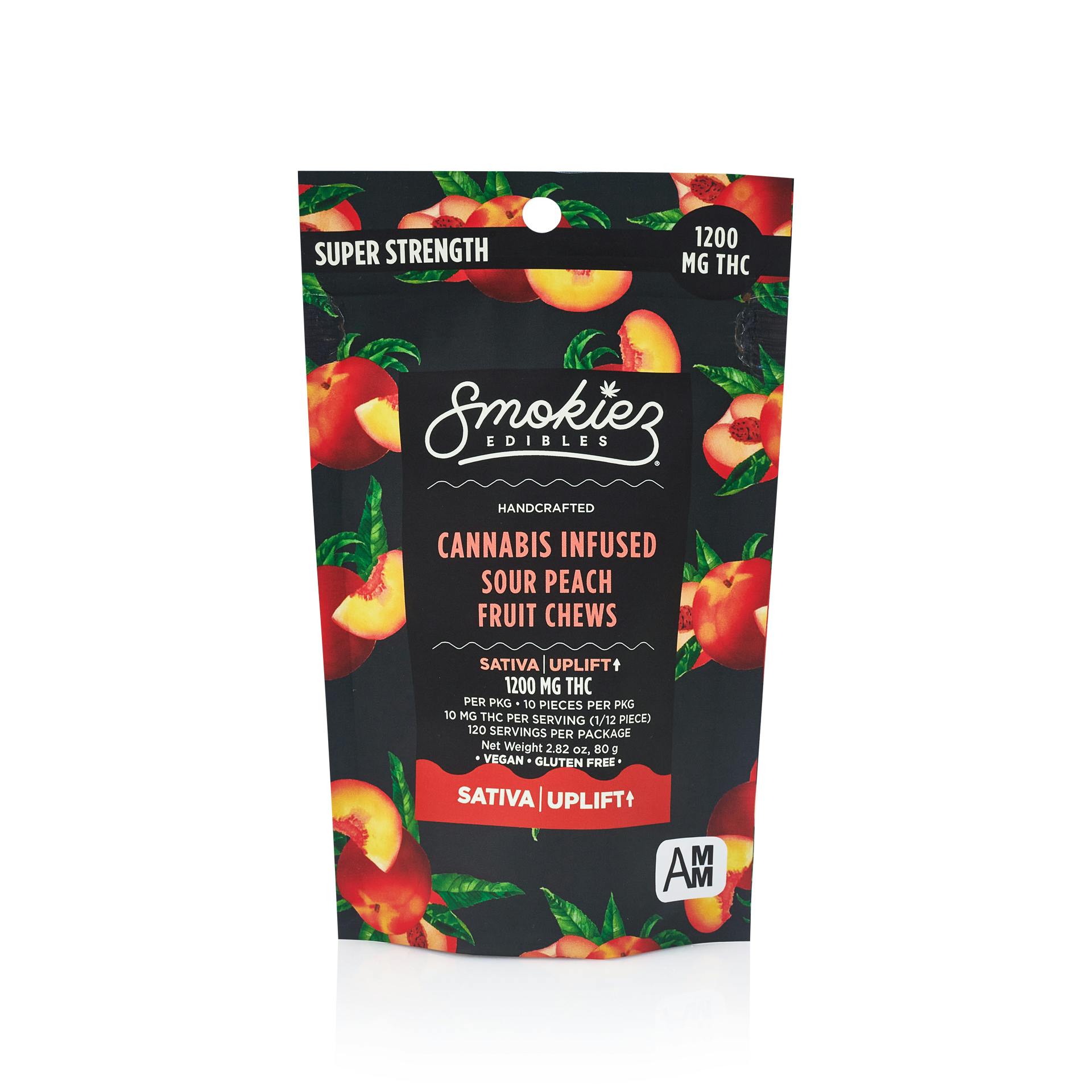 Sour Peach Gummies | 1200mg | 10ct | 120mg/ea by Smokiez Edibles