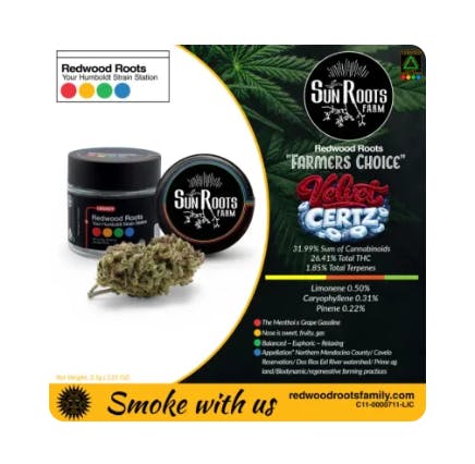 REDWOOD ROOTS FAMILY: Farmer S Choice Velvet Certz By Sun Roots