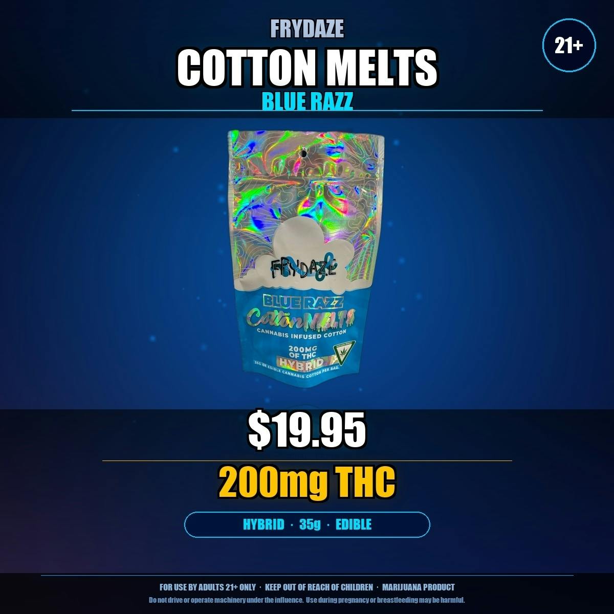 200mg Blue Razz Cotton Melts - Frydaze