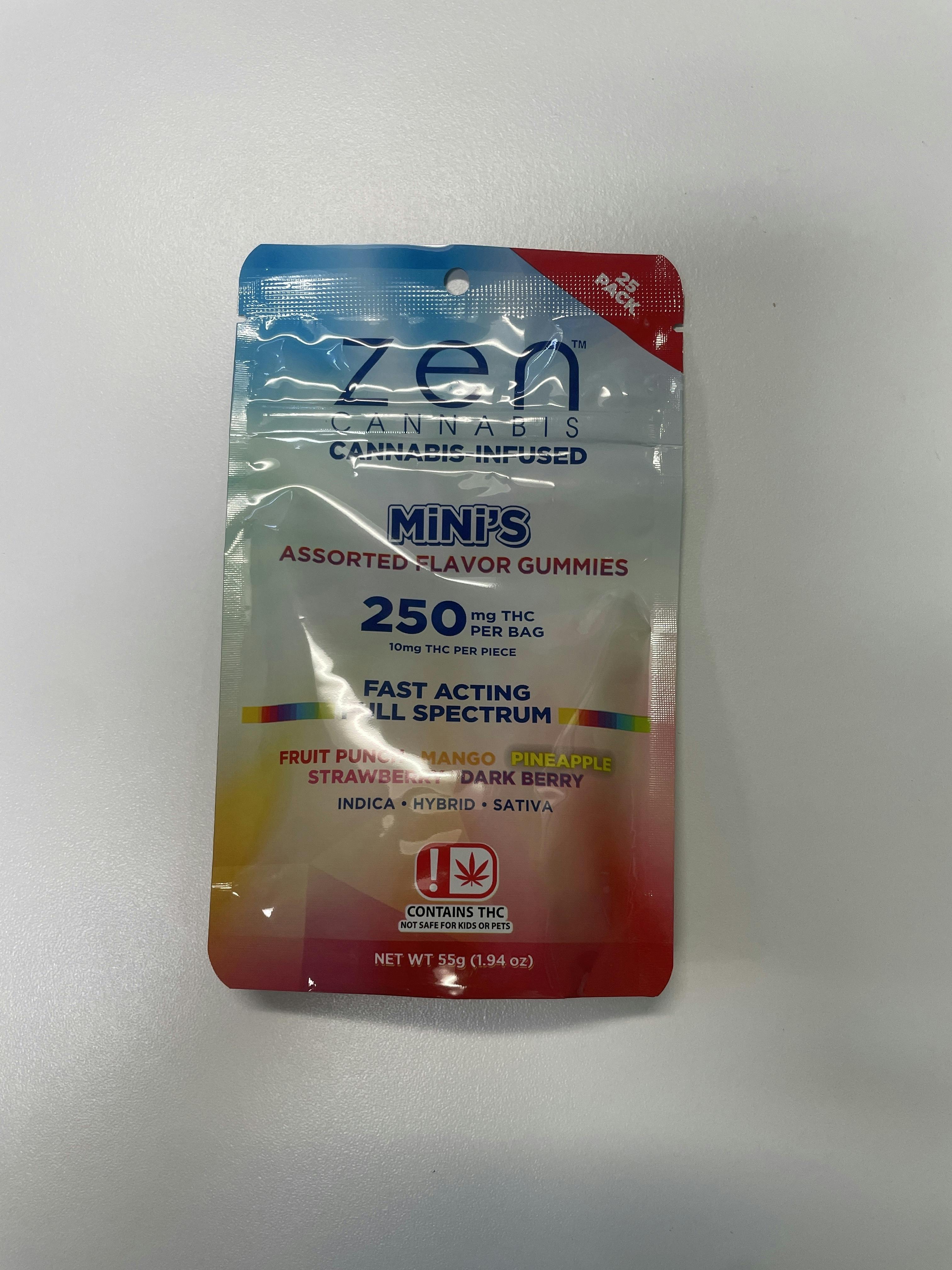 Zen Cannabis | Assorted Flavor Gummies | 250mg | 25pk | 10mg/ea