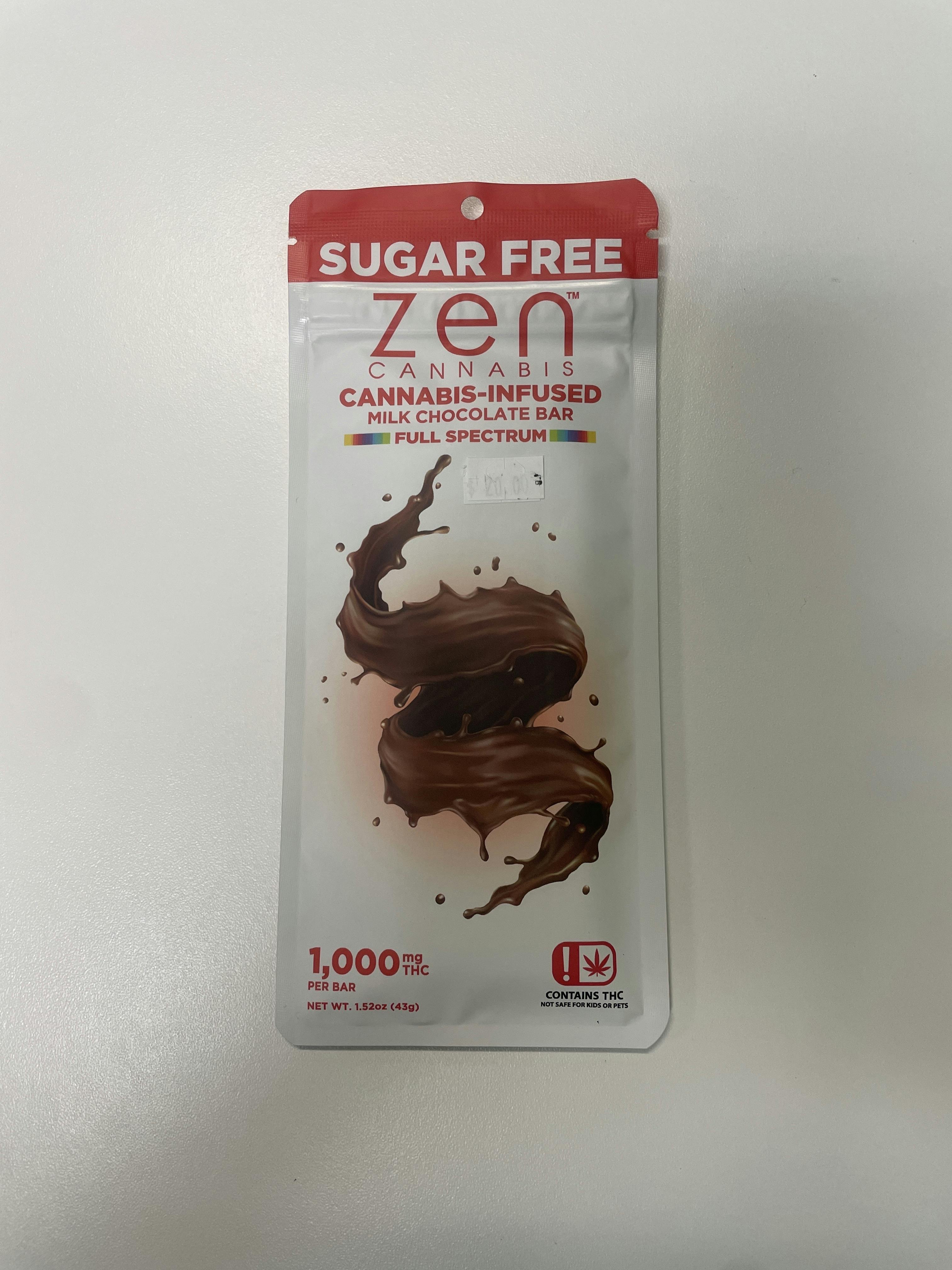 Sugar-Free Milk Chocolate Bar by Zen Cannabis