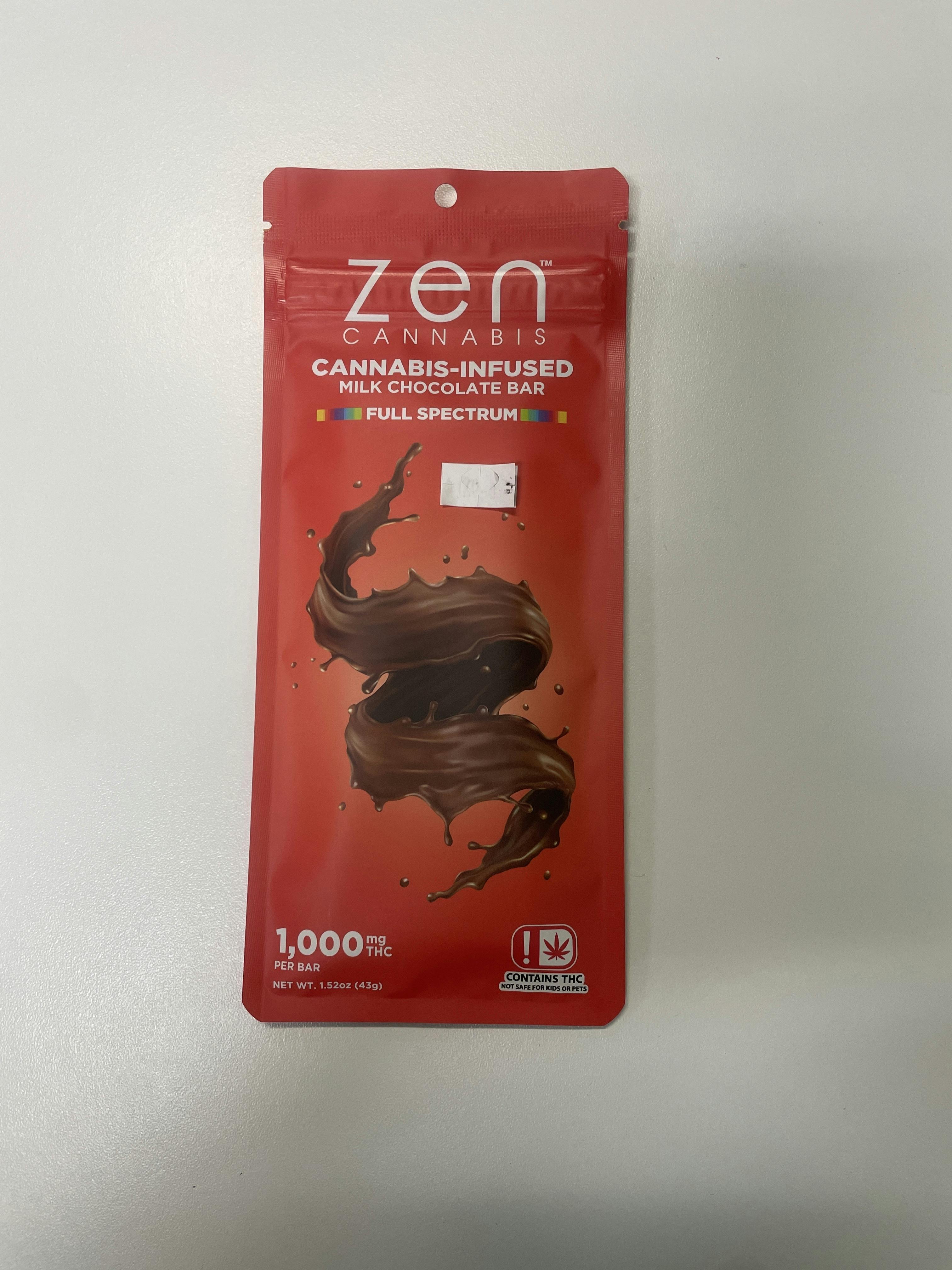 Zen Cannabis | Milk Chocolate Bar | 1000mg | 10ct | 100mg/ea
