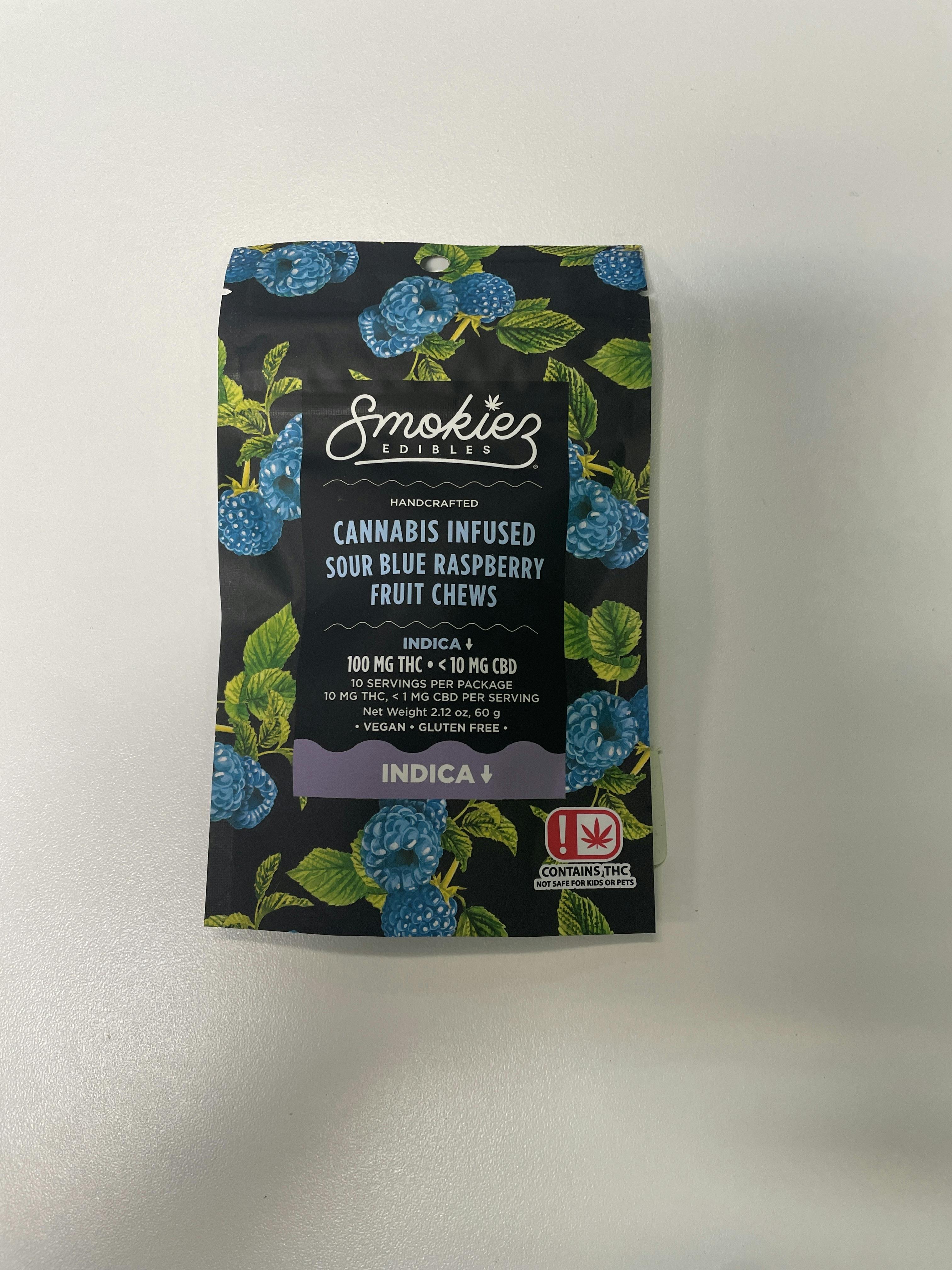 Sour Blue Raspberry Gummies | 100mg | 10ct | 10mg/ea by Smokiez Edibles
