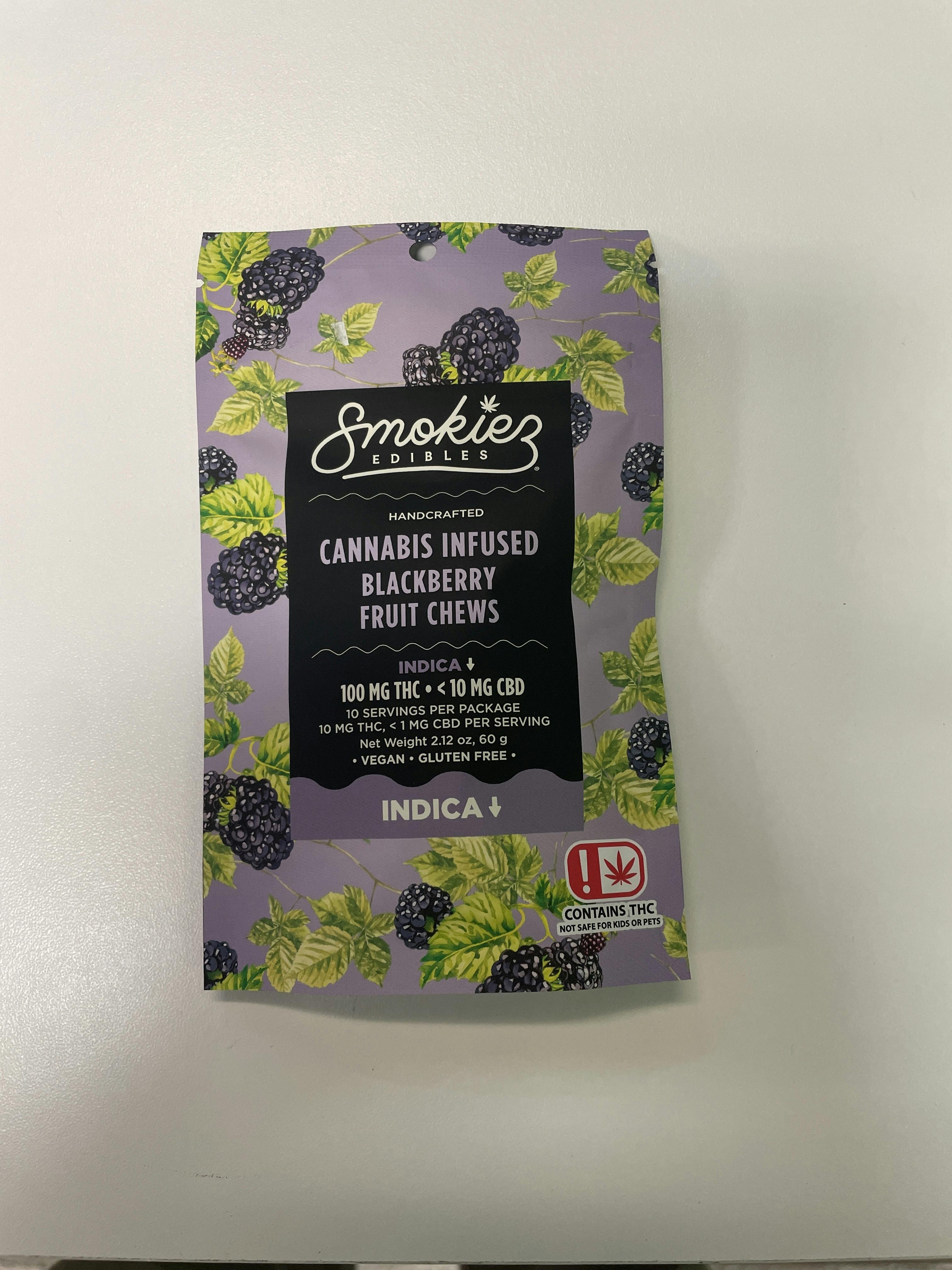 Blackberry Fruit Chews | 100mg | 10ct | 100mg/ea by Smokiez Edibles