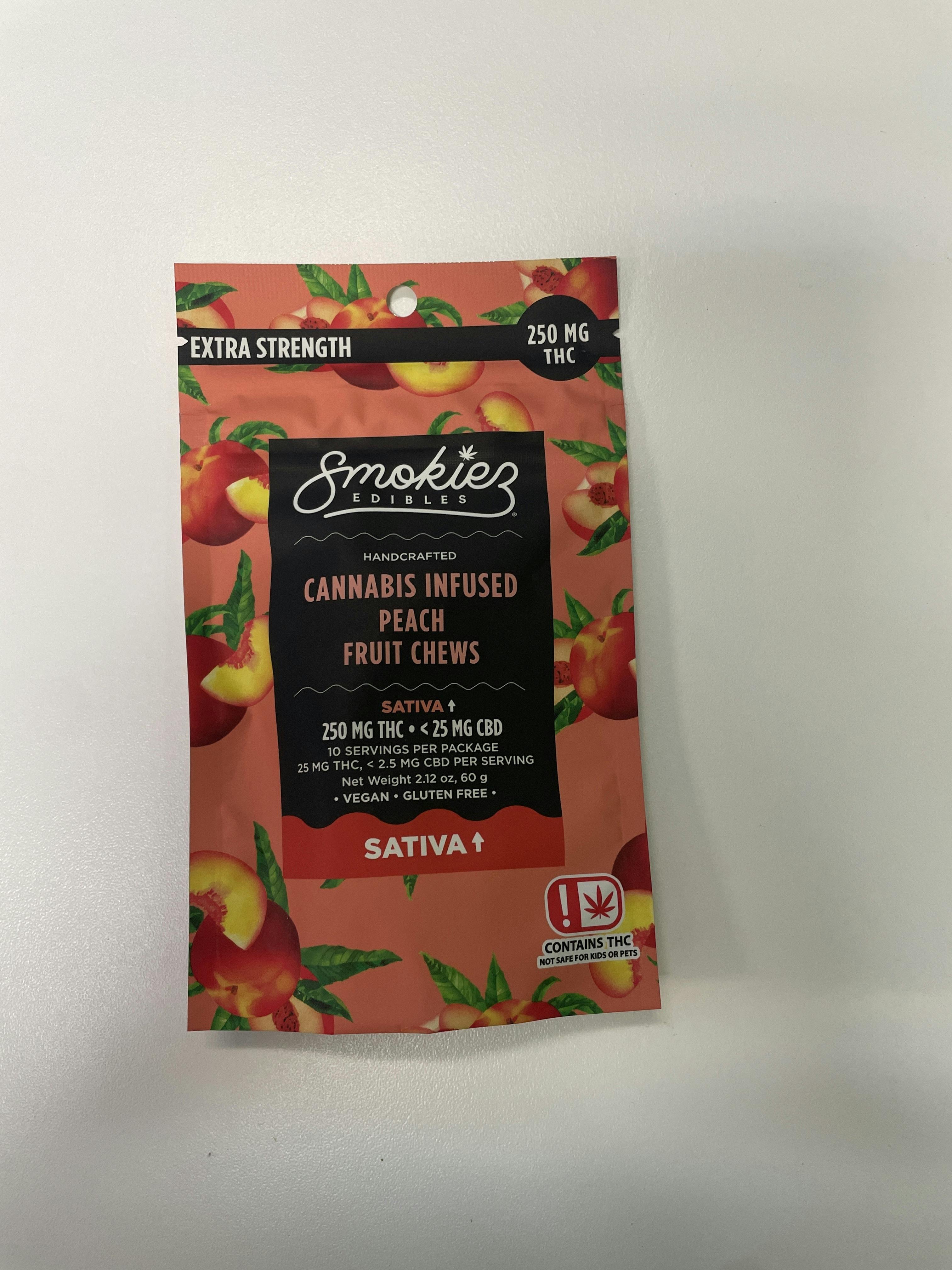 Peach Gummies | 250mg | 10ct | 25mg/ea by Smokiez Edibles