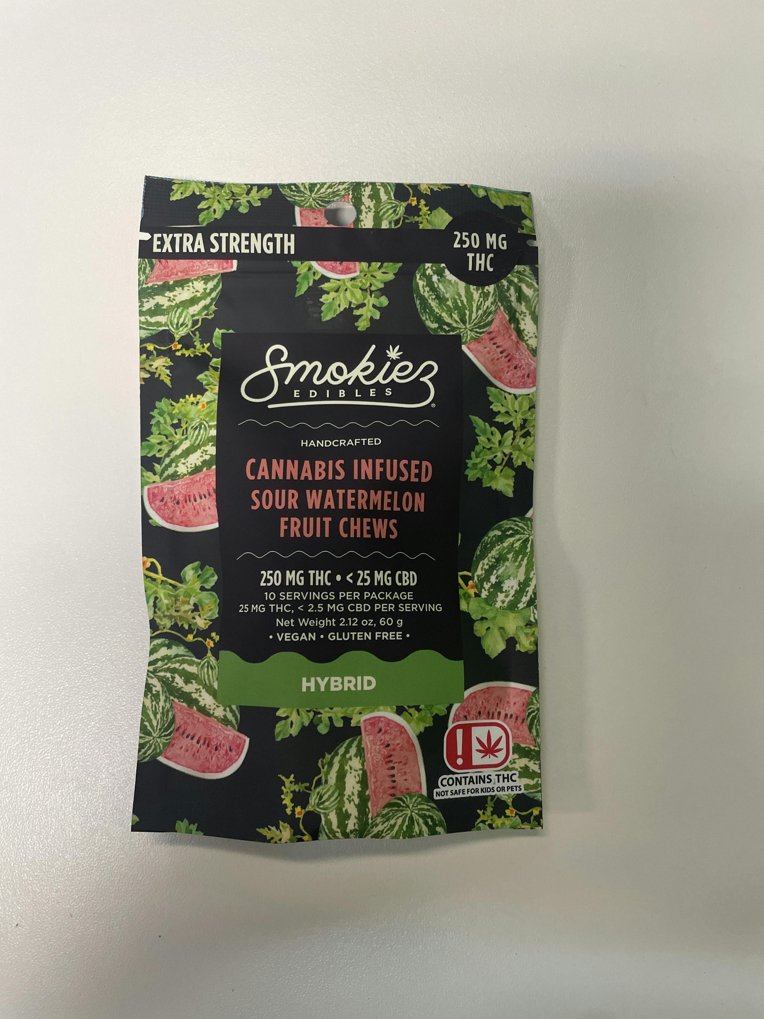 Sour Watermelon Gummies | 250mg | 10ct | 25mg/ea by Smokiez Edibles