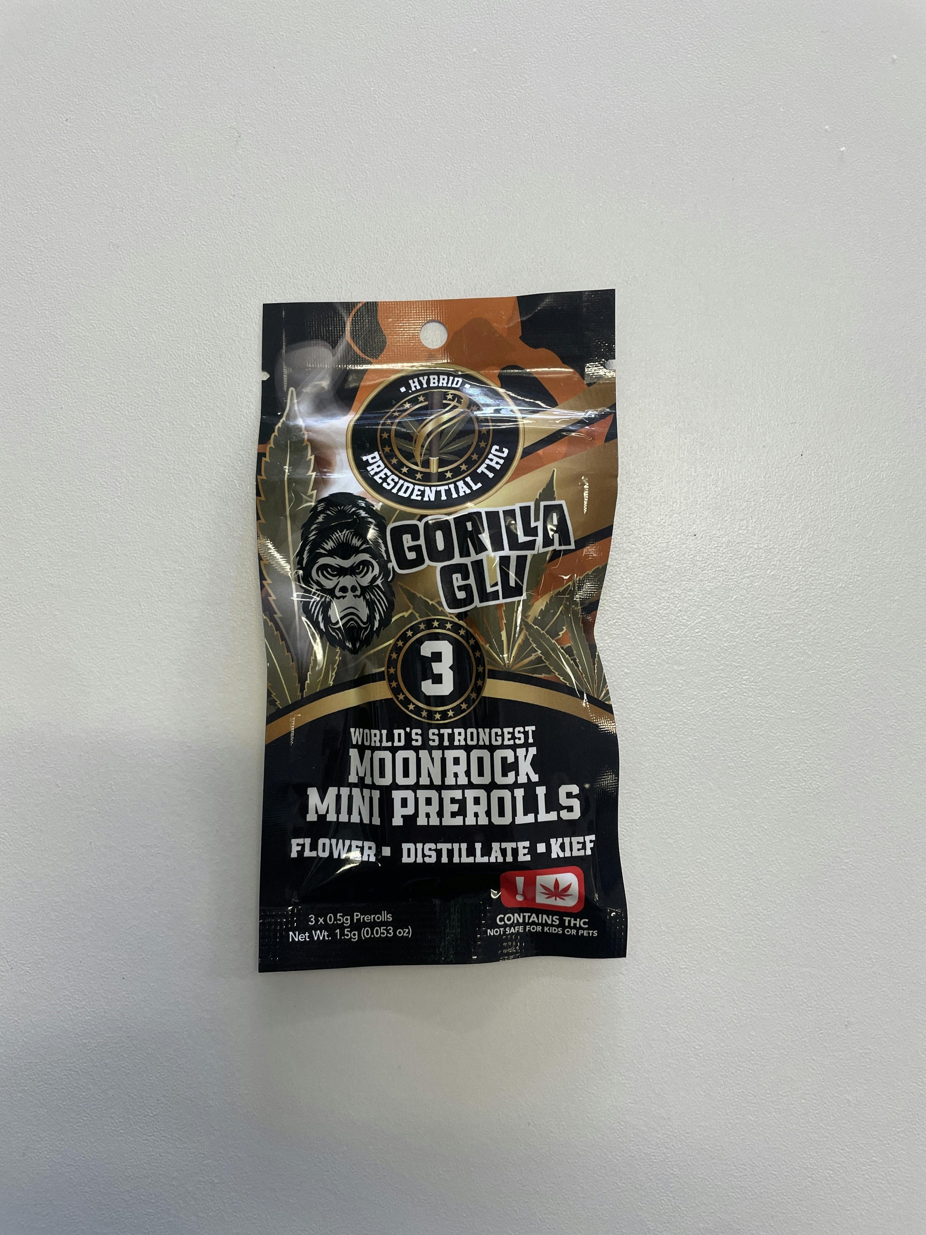 Gorilla Glu | Moon Rock Prerolls Infused Minis | 0.5g each | 3pk by Presidential THC