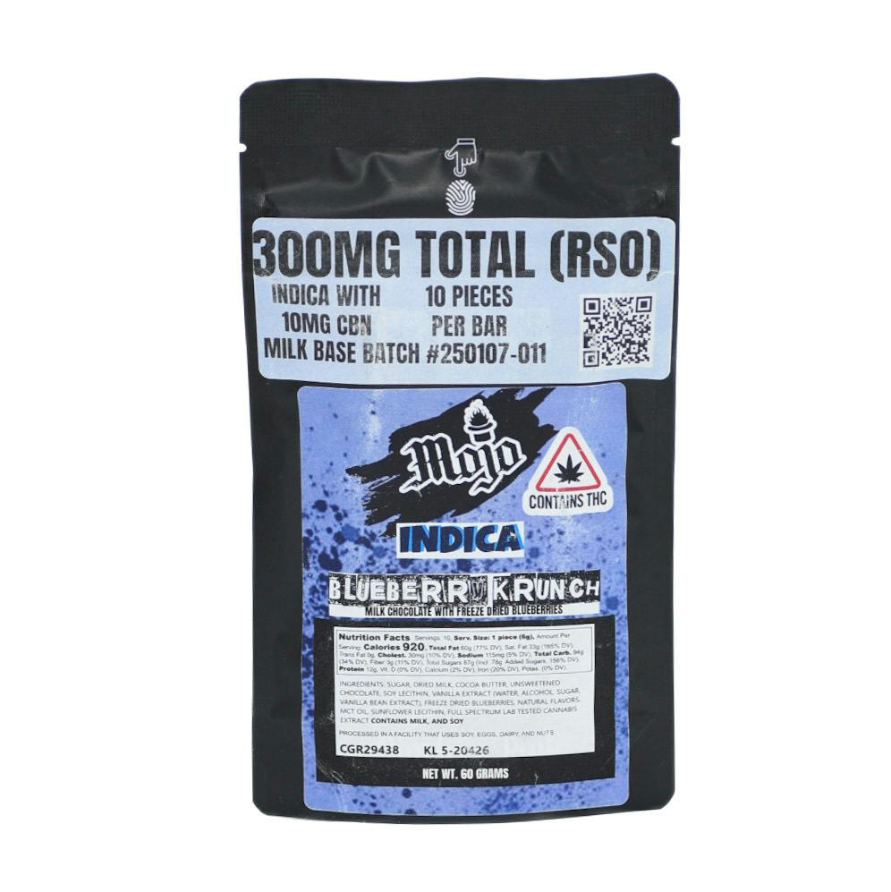 Mojo: RSO 300mg Indica Milk Chocolate Blueberry Krunch