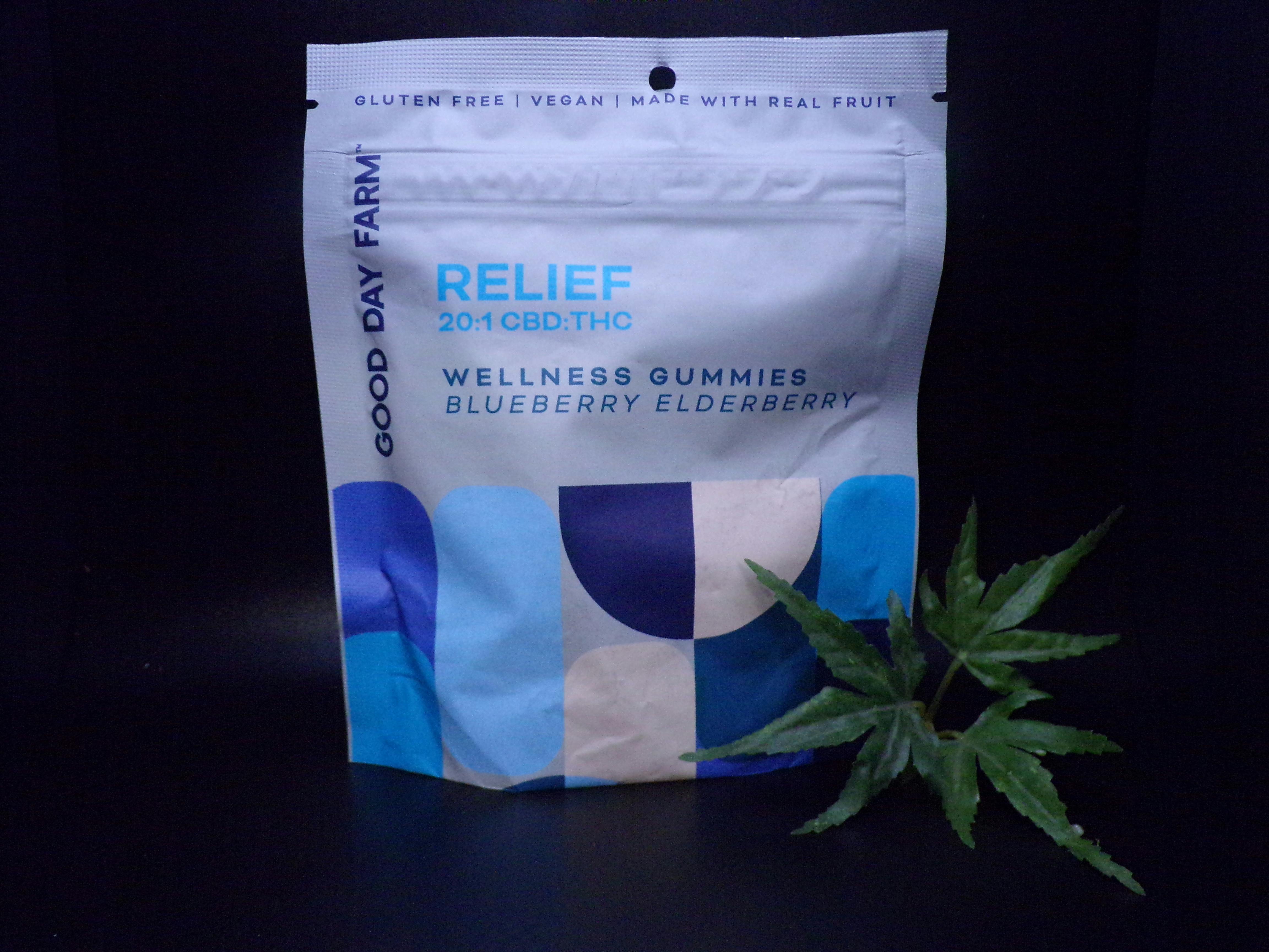 Good Day Farm - 100mg RELIEF Blueberry Elderberry 20:1 CBD Wellness Gummies (10 Pack)
