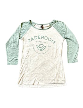 JADEROOM - SEA GREEN/OATMEAL BASEBALL TEE (LARGE)