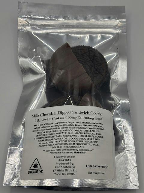 200mg Milk Chocolate Dipped Sandwhich Cookies