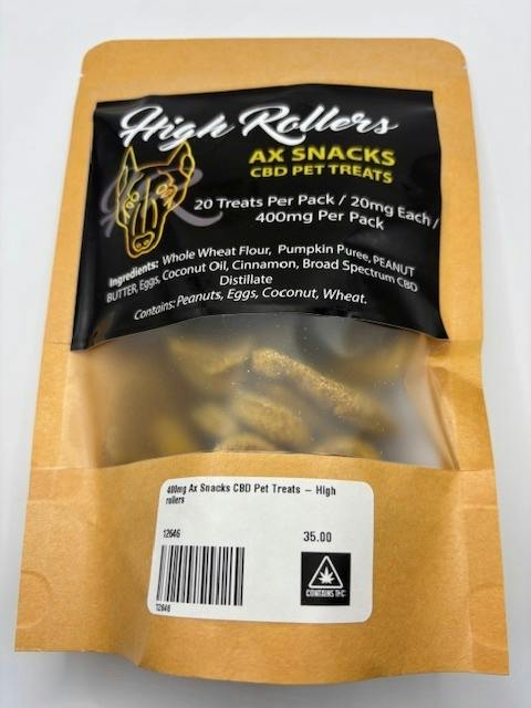 High Rollers - Ax Snax Dog Treats - / 20 mg / 400 mg | Baked Goods | 20pk |