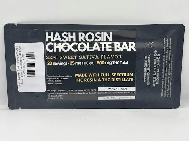 500mg Hash Rosin Chocolate Bar (Sativa)