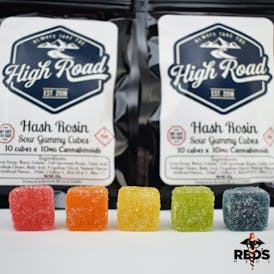 100mg Sour Gummy Cubes- High Road (HASH ROSIN GUMMYS)