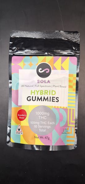 1,000mg Full Spectrum HYBRID Gummies-PEACH By SOLA EDIBLES