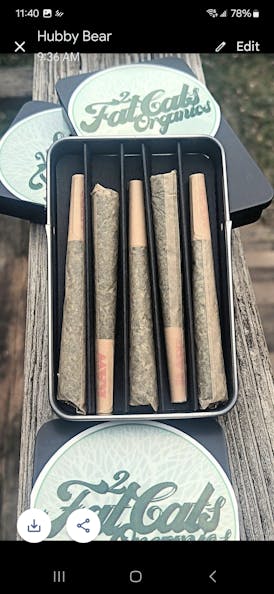 5 Pack Of Cured Resin And Hash Infused Pre Rolls (4 Grams) By 2 FAT CATS ORGANICS