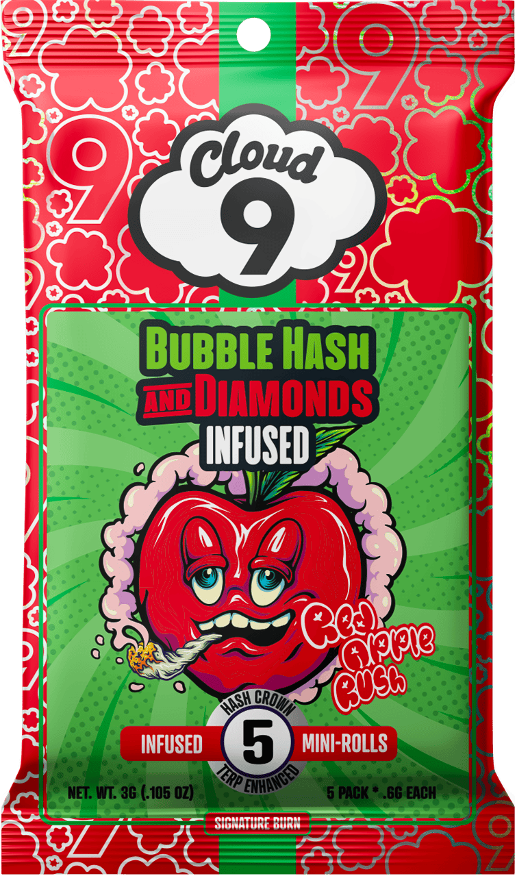 Cloud 9 Infused Pre-Rolls 5pk 3g Red Apple Rush cannabis product