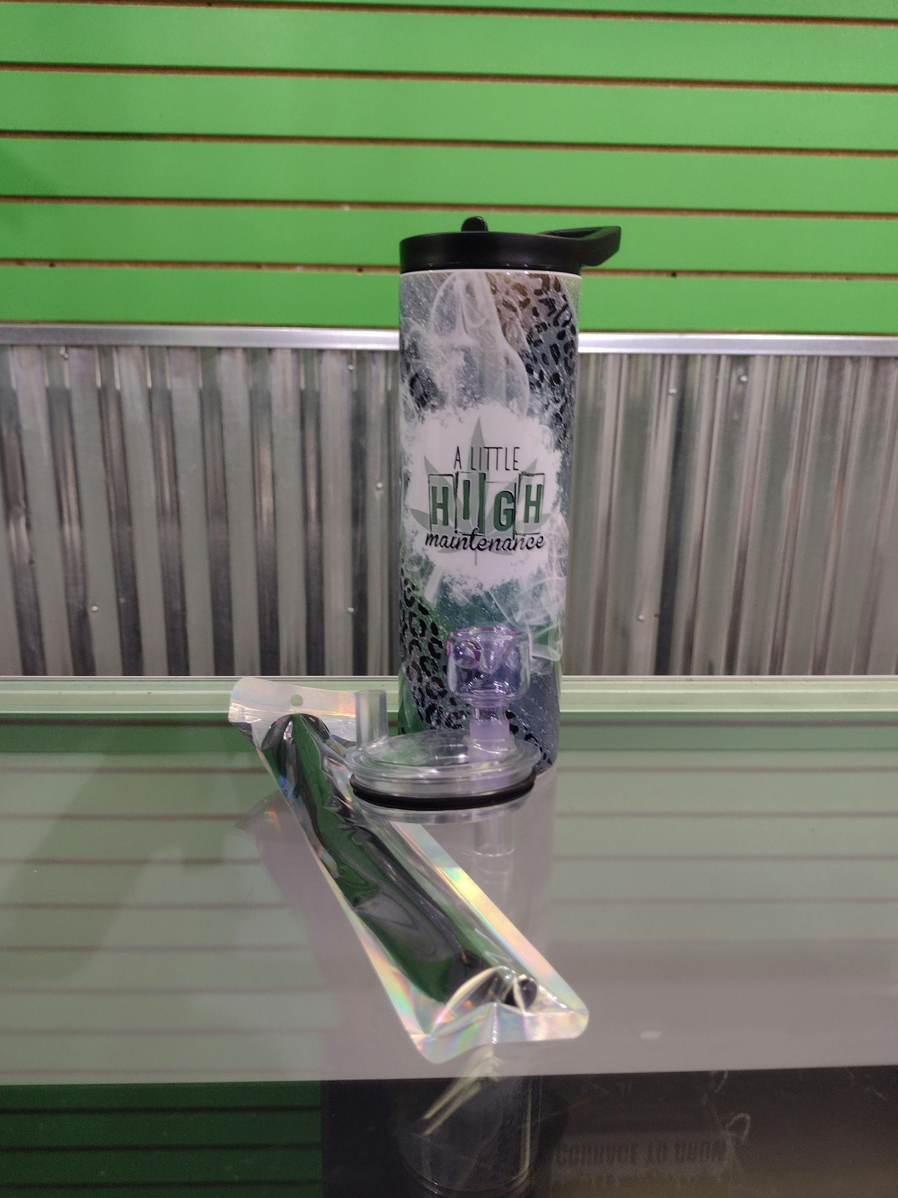 20oz 420 Smoker Tumbler with Bong Cup Lid- Little High Maintenance