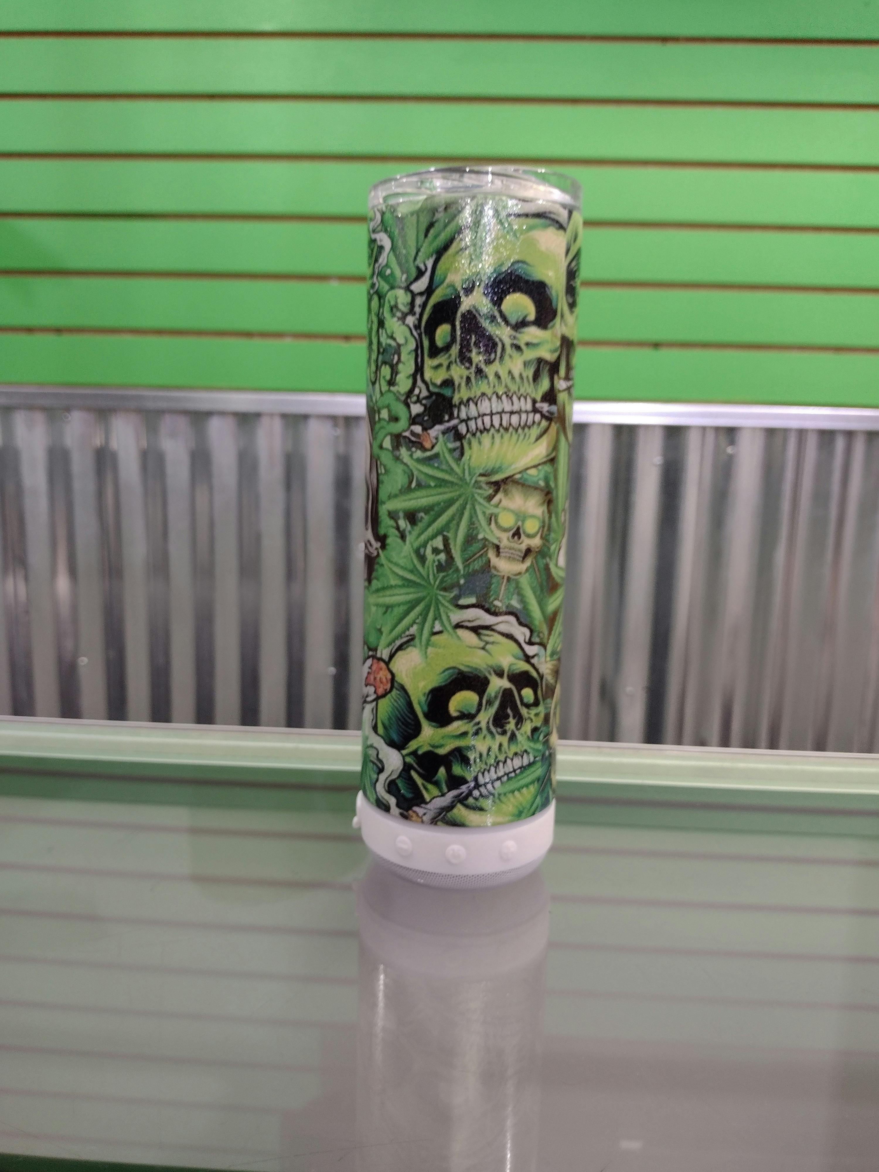 20oz Tumbler with Bluetooth Speaker- Skulls