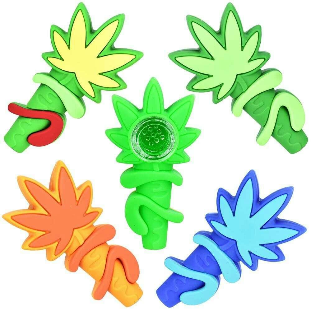 Silicone Hemp Leaf Hand Pipe