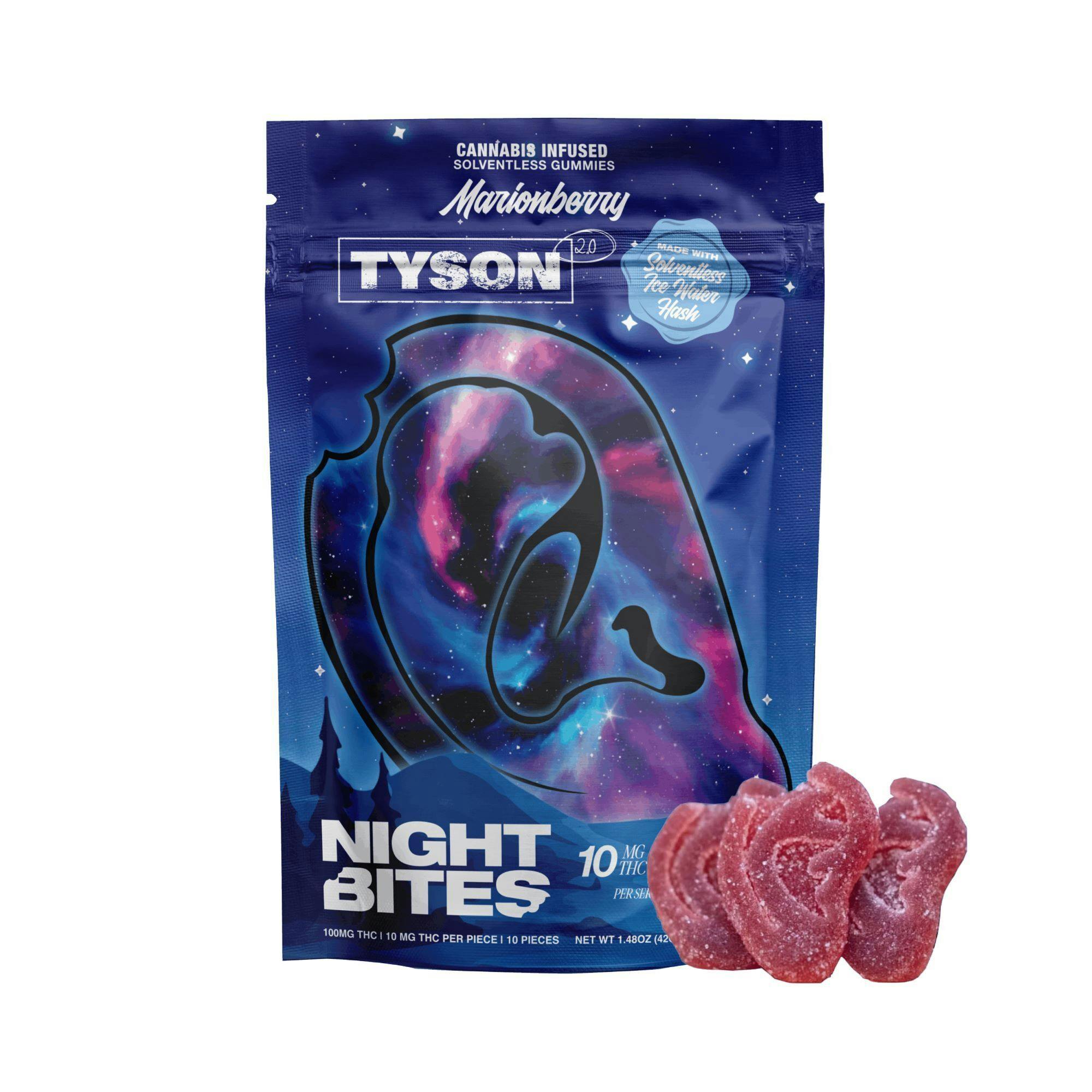 Night Bites | Marionberry 2:1 Rosin Gummies | 100mg | 10ct | 10mg/ea