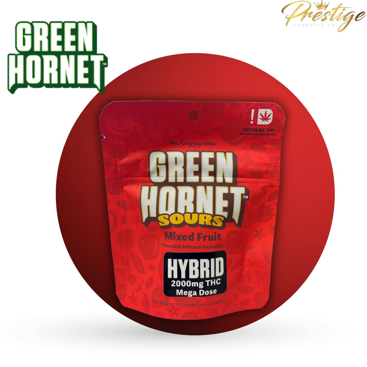 Green Hornet 2000mg Sour Mega dose Mixed Fruit | Gummies | 20pk | 2000mg/ea