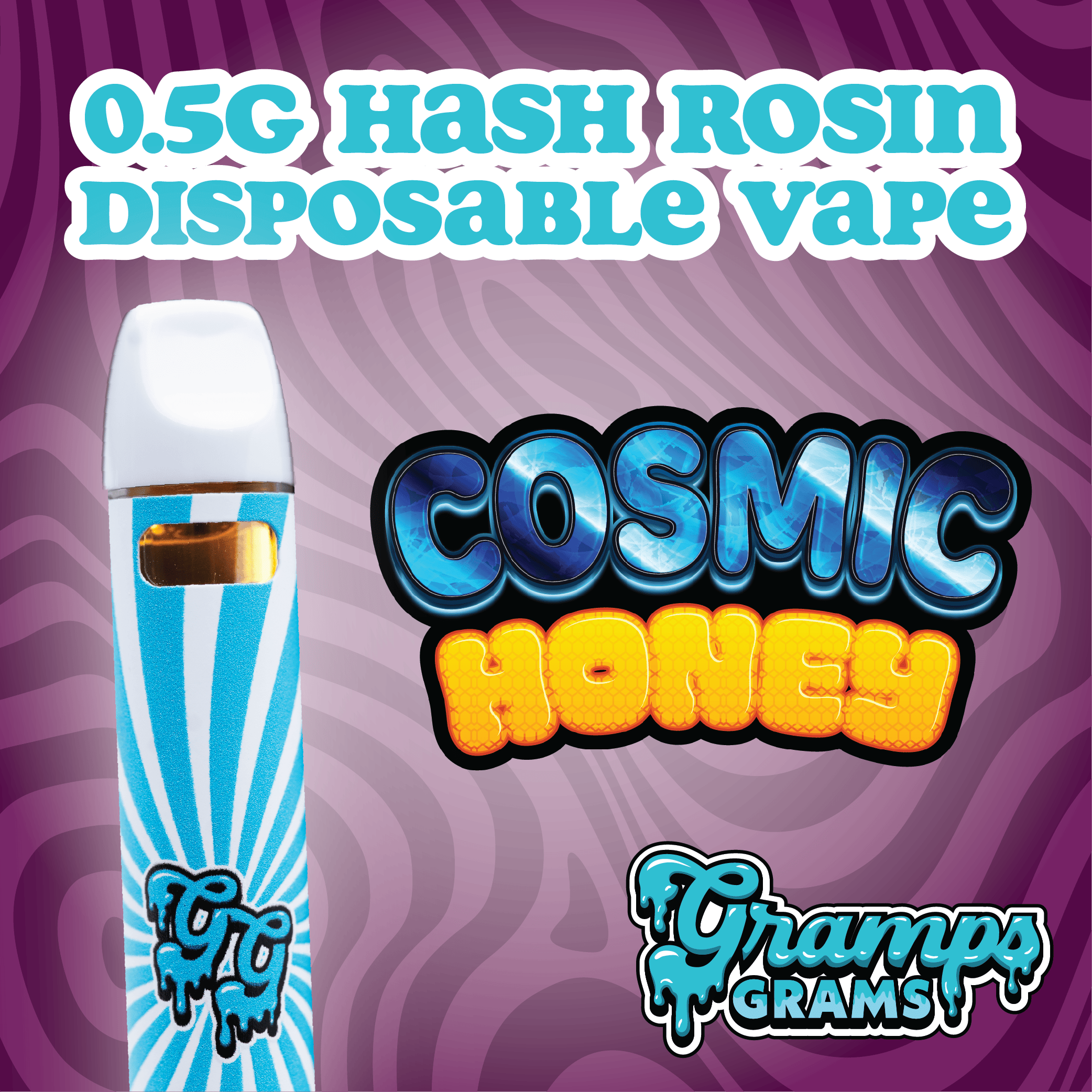 GRAMPS GRAMS SOLVENTLESS LIVE HASH ROSIN VAPE | COSMIC HONEY - SATIVA (0.5G)