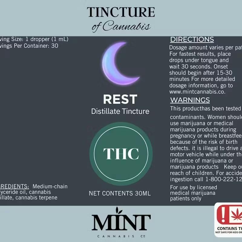 MINT CANNABIS TINCTURE | REST - INDICA (1000MG)