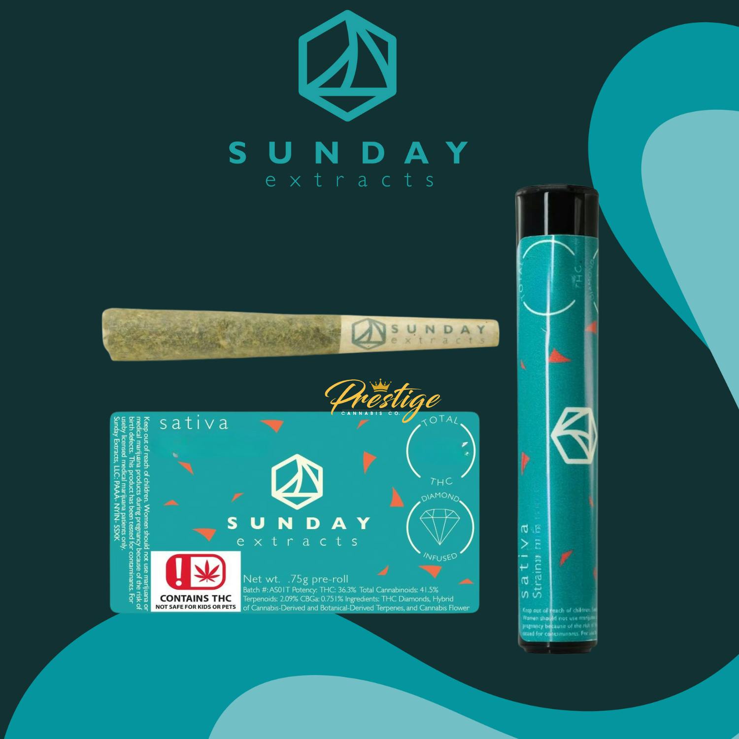 SUNDAY EXTRACTS INFUSED PRE-ROLL | PINEAPPLE DIESEL - SATIVA (0.75G)