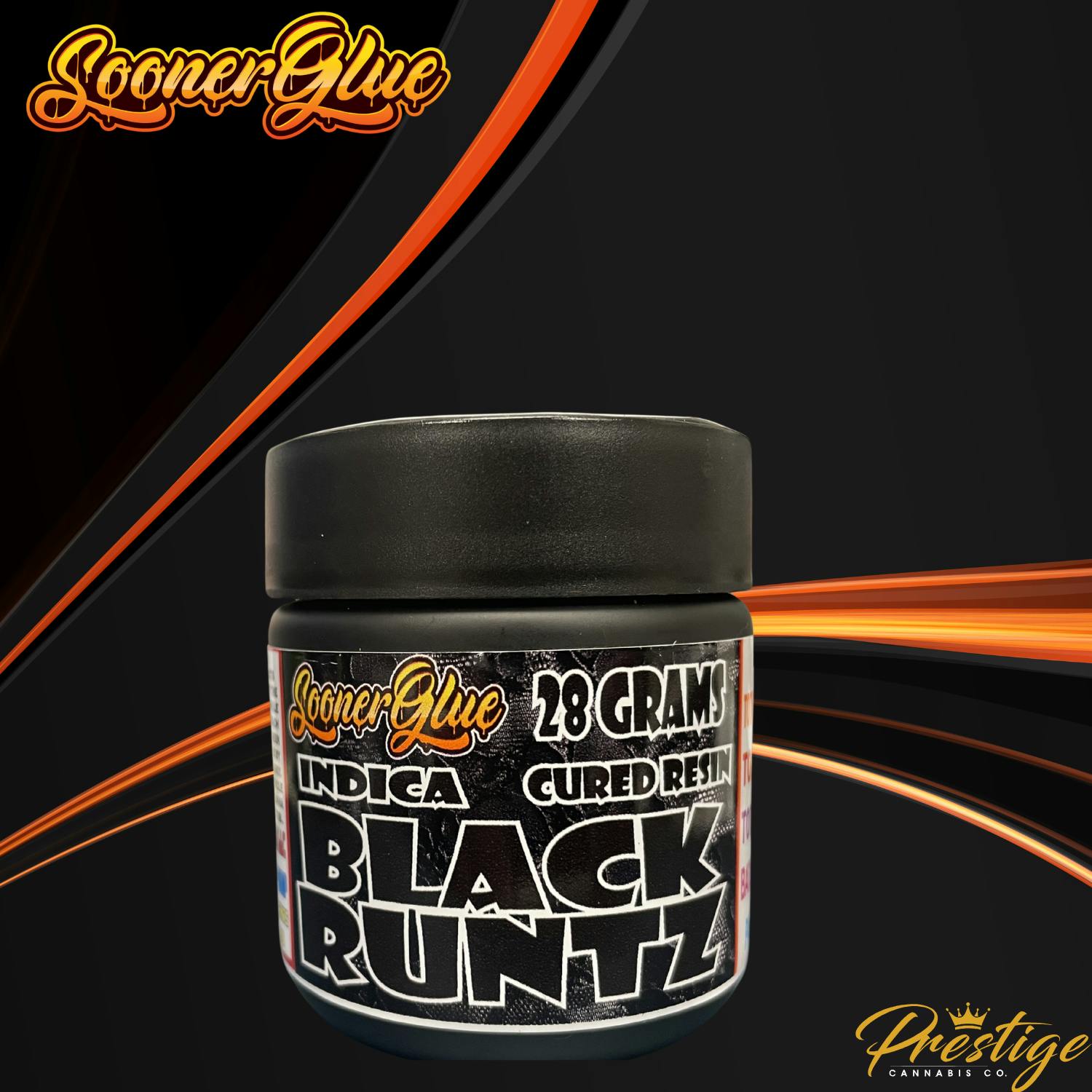 SOONER GLUE CURED RESIN BALLER JAR | BLACK RUNTZ - INDICA (28G)