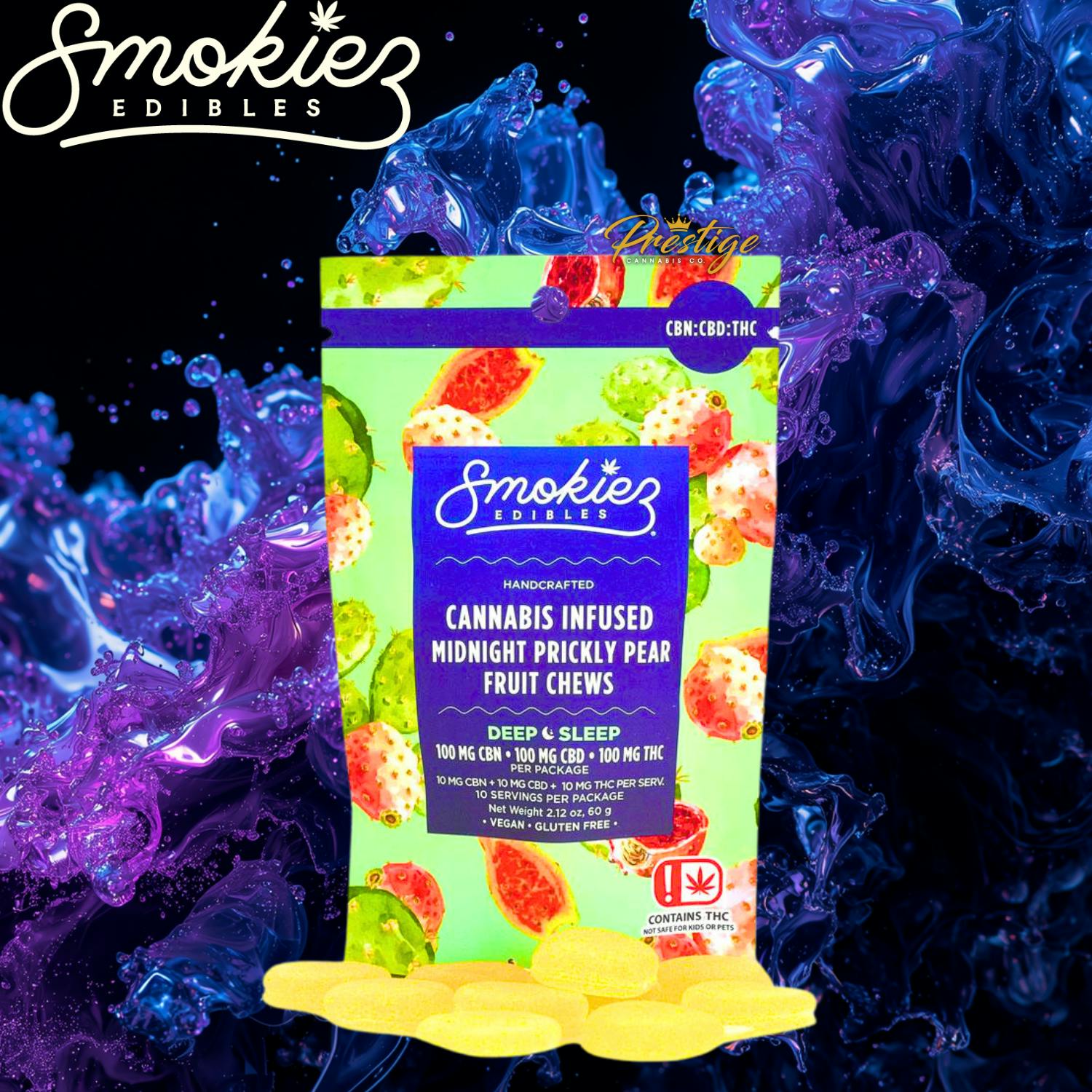 SMOKIEZ EDIBLES | SOUR MIDNIGHT PRICKLY PEAR (100MG) (1:1:1)