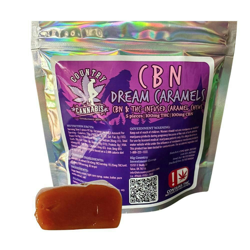 COUNTRY CANNABIS EDIBLES | DREAM CBN CARAMELS (250MG THC/250MG CBN)